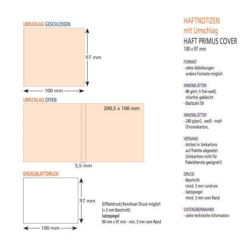 Haftnotizen mit Umschlag 100 x 97 mm, 4-farbig bedruckt