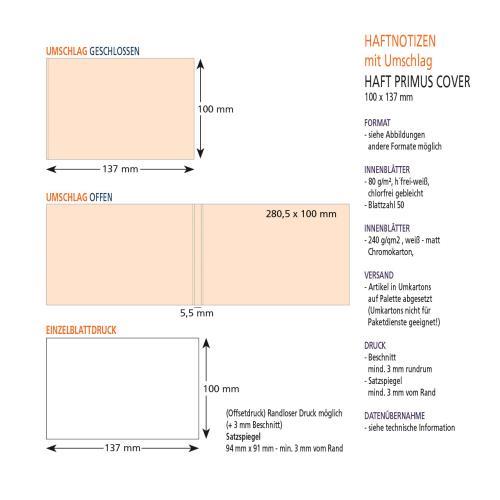 Haftnotizen mit Umschlag 100 x 137 mm, 4-farbig bedruckt
