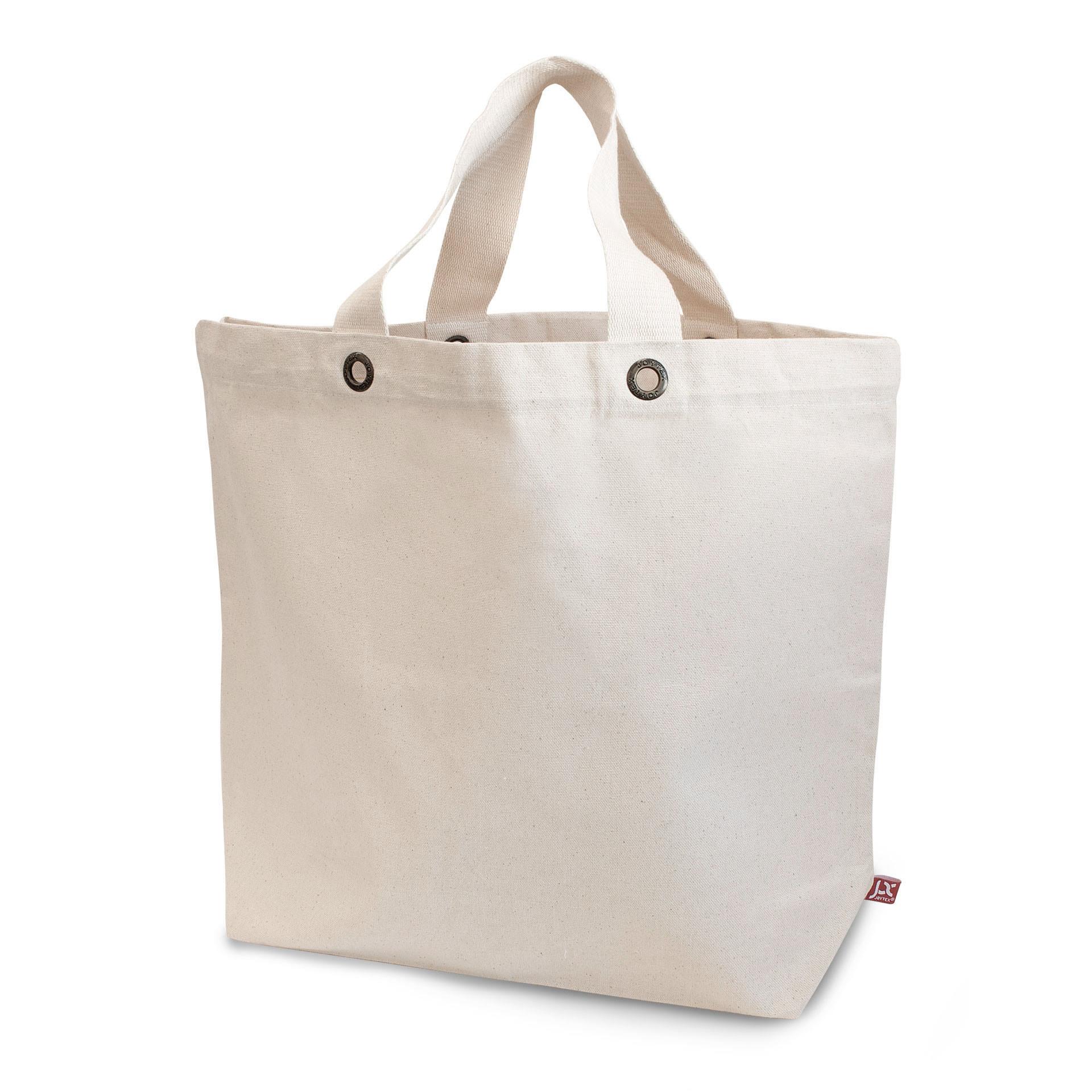 SANTORINI – Canvas-Tasche mit Bodenfalte, kurzen Henkeln und Metallösen