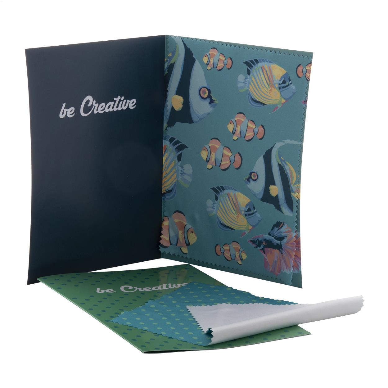 Postkarte mit Brillenreinigungstuch
