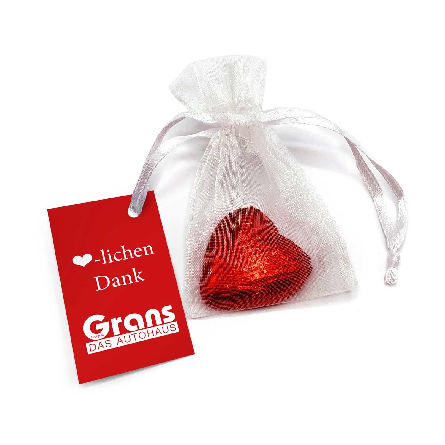 Organzasäckchen ´Single Heart´, mit Kärtchen