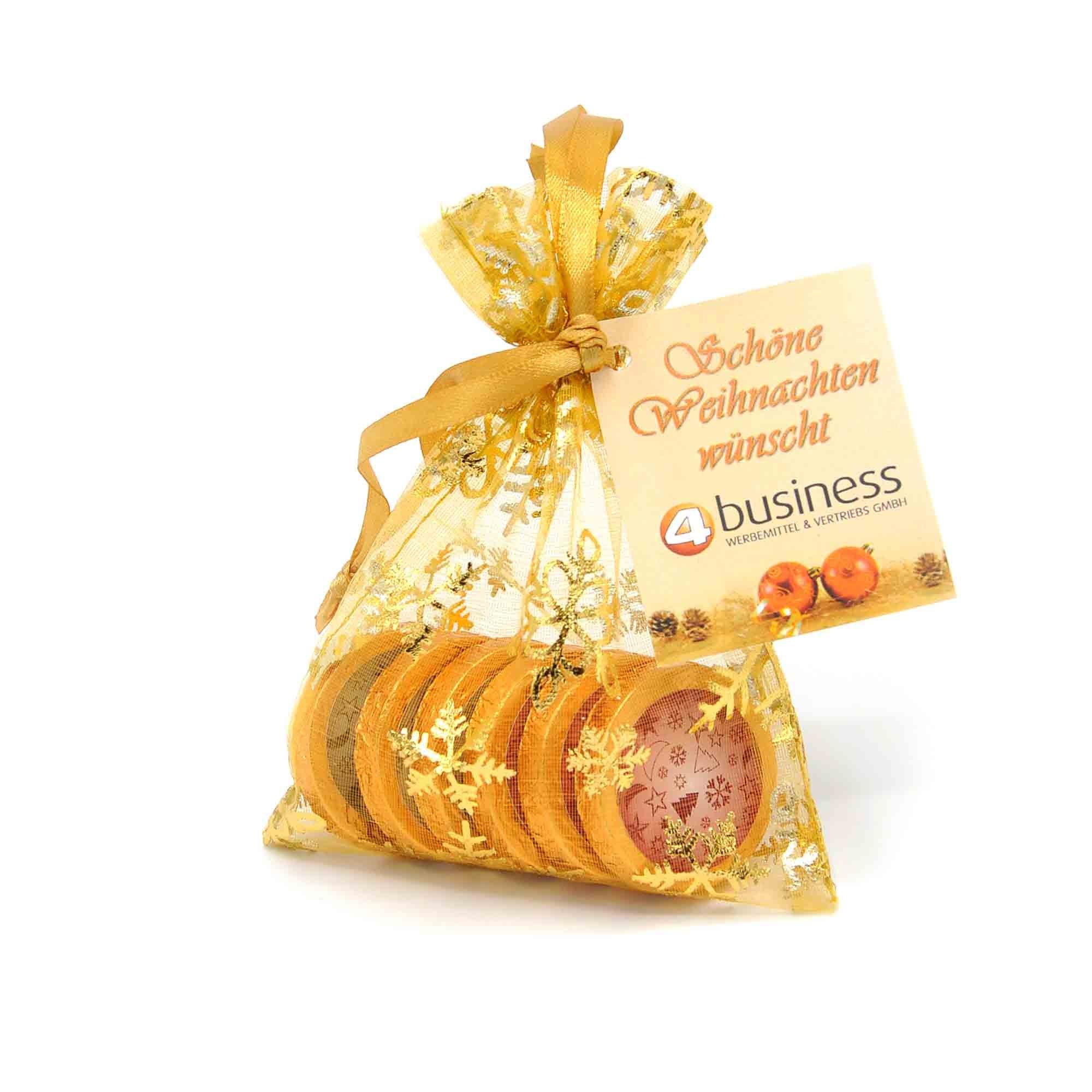 Organzasäckchen Christmas gold mit Kärtchen