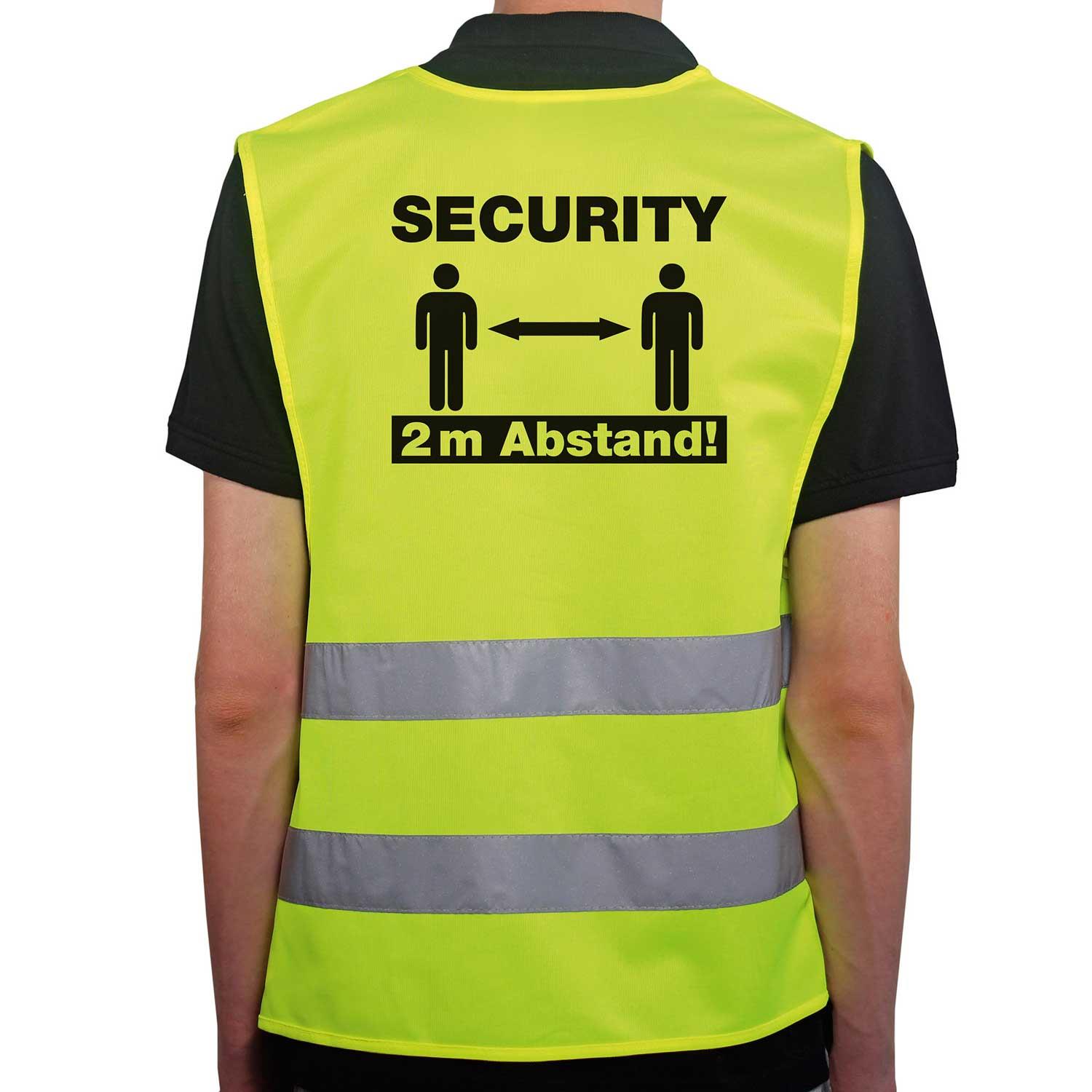 Warnweste Security 2 Meter Abstand - Mit eigenem Logo vorne