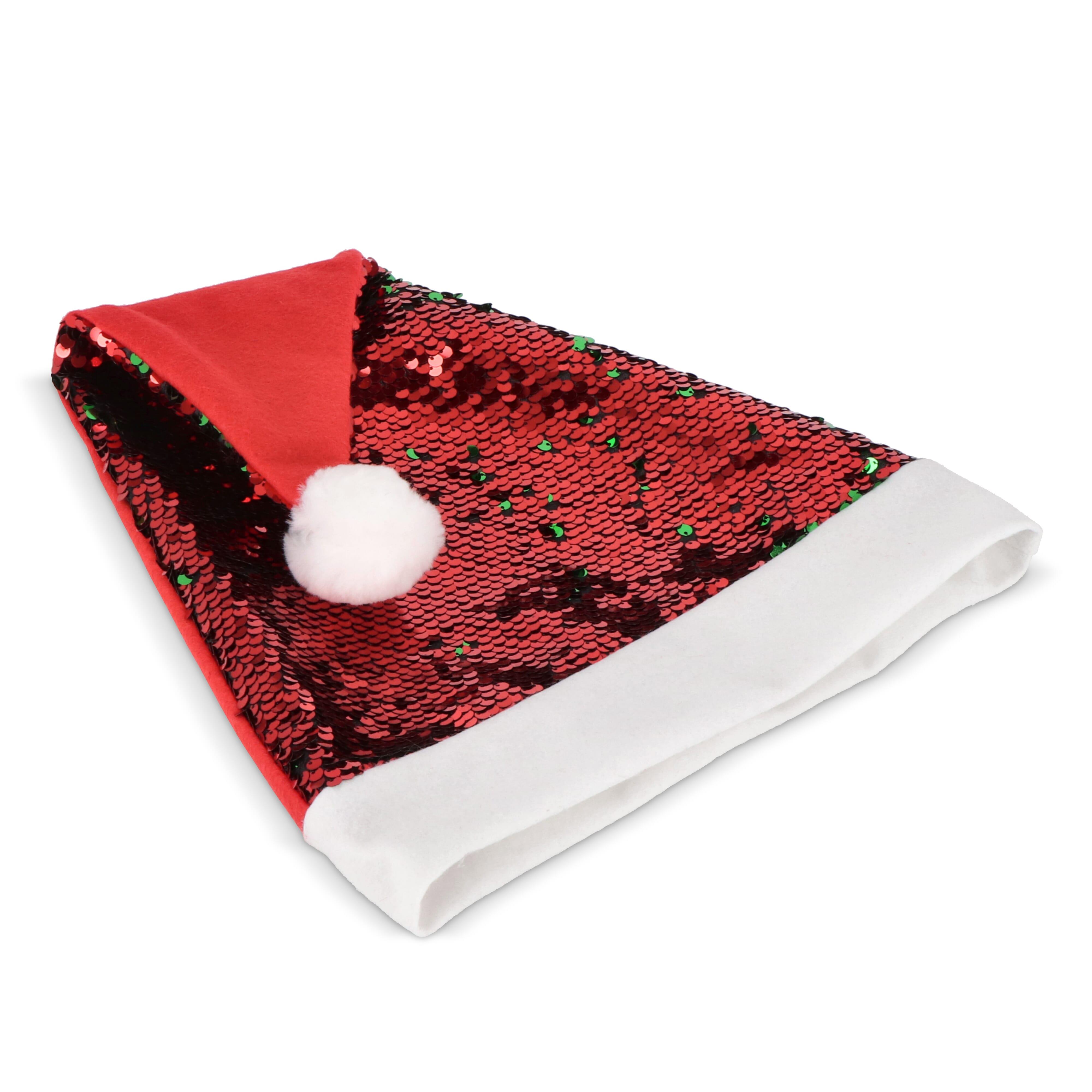Zweifarbige Pailletten-Weihnachtsmütze
