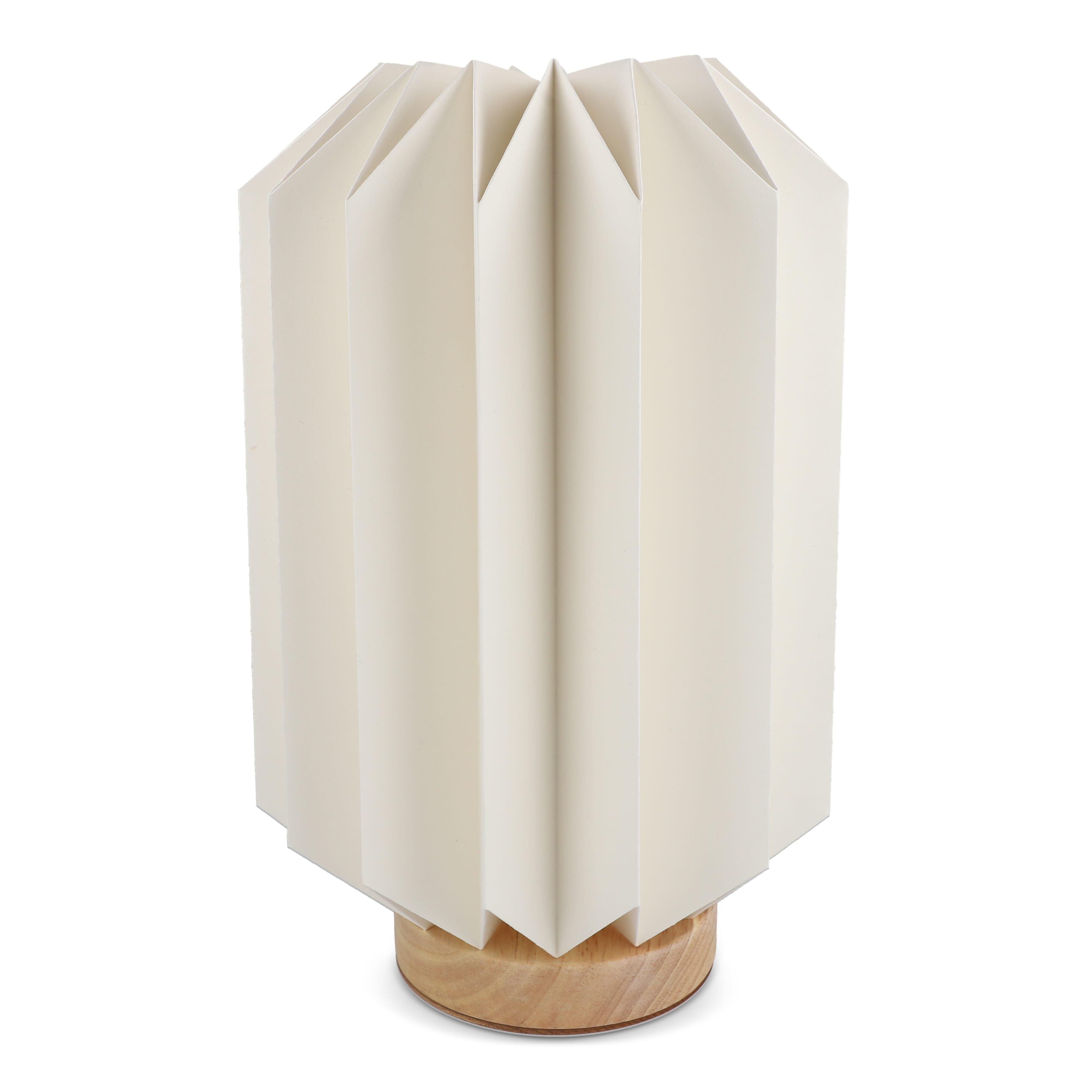 Coollux faltbare Papier-LED-Lampe Eos auf Holzsockel, 25 cm (Briefkastengröße)