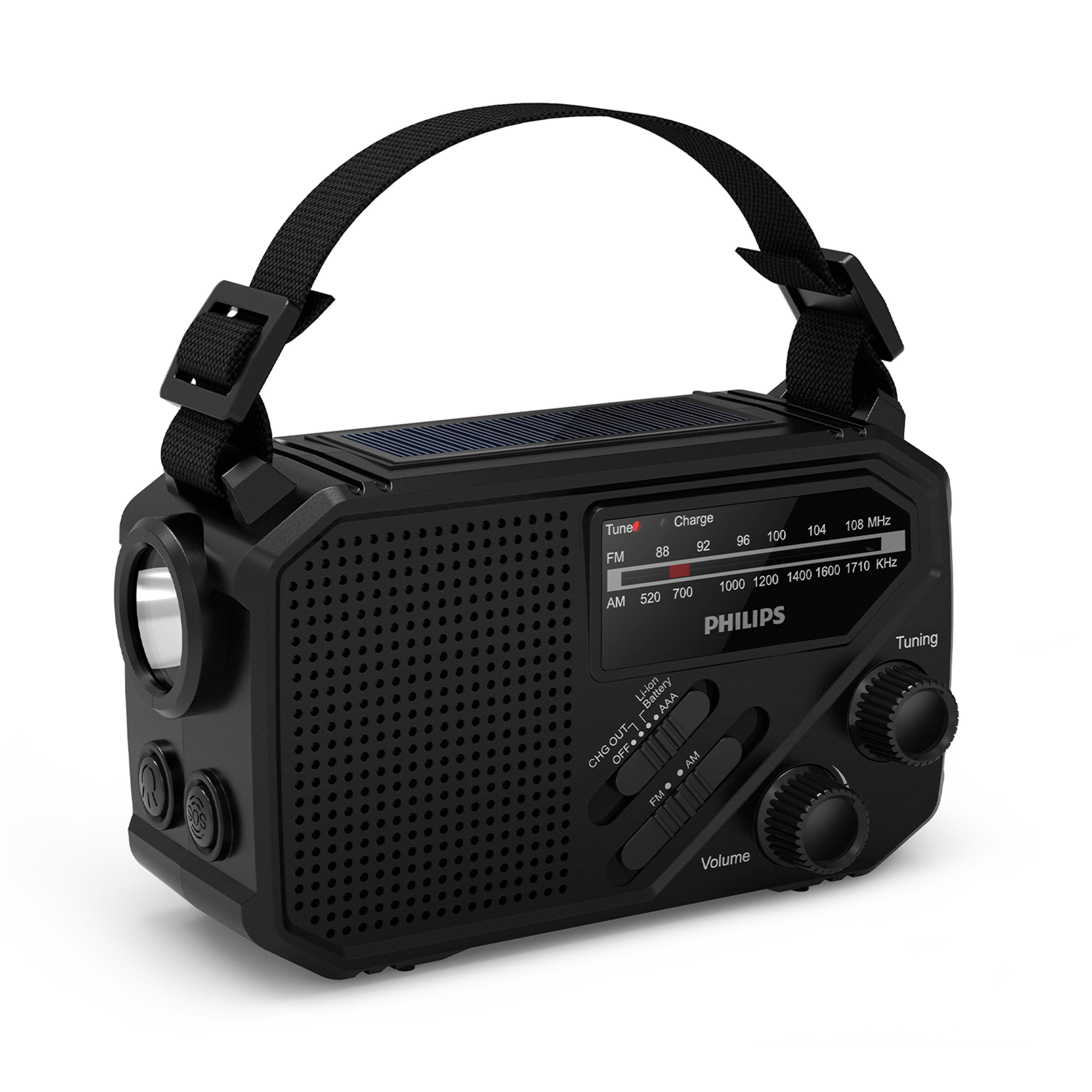 Philips TAR1609 Notfallradio mit analogem FM/AM-Tuner und Taschenlampe