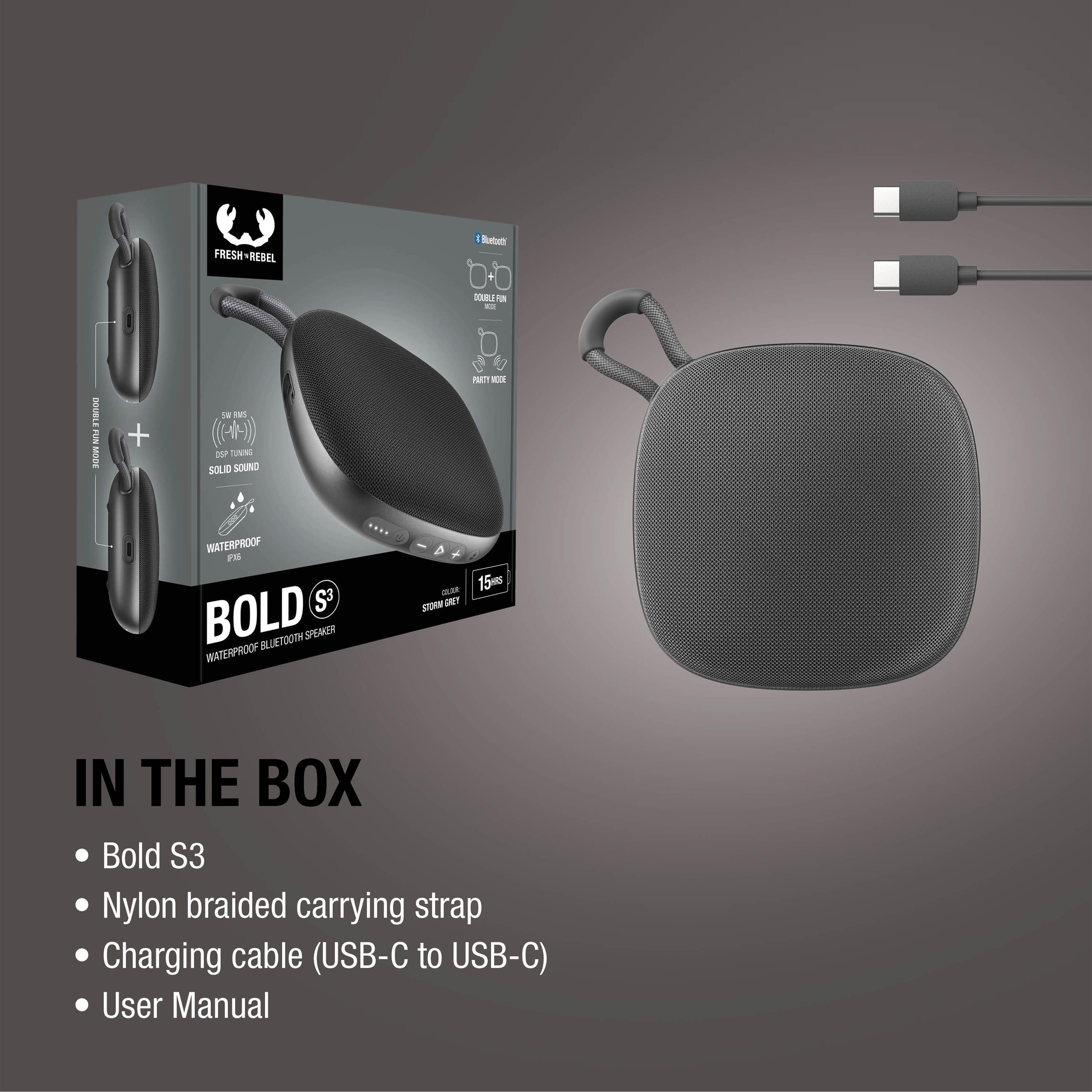 Fresh n Rebel Bold S3 wasserdichter Bluetooth-Lautsprecher