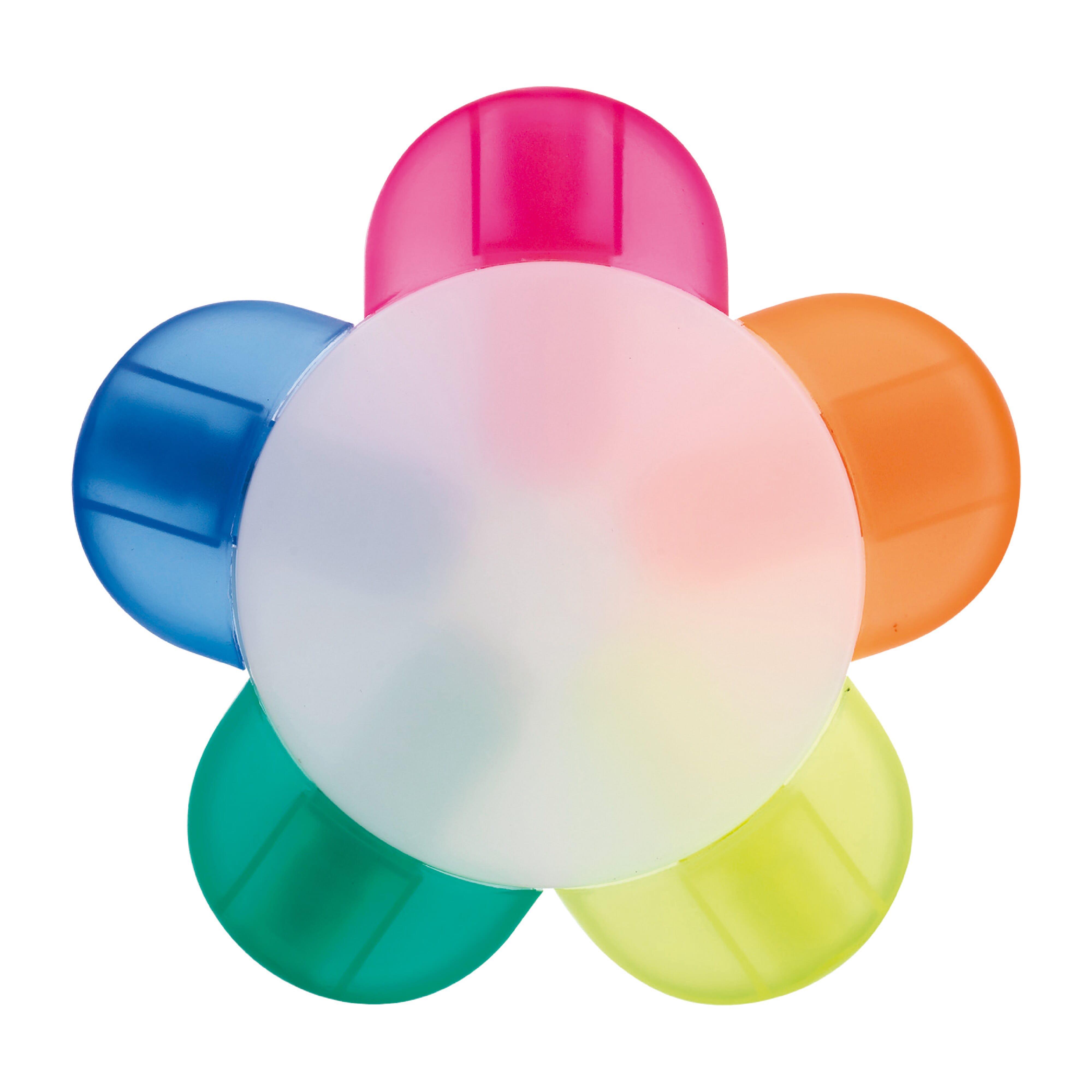 Textmarker Blume mit 5 Farben