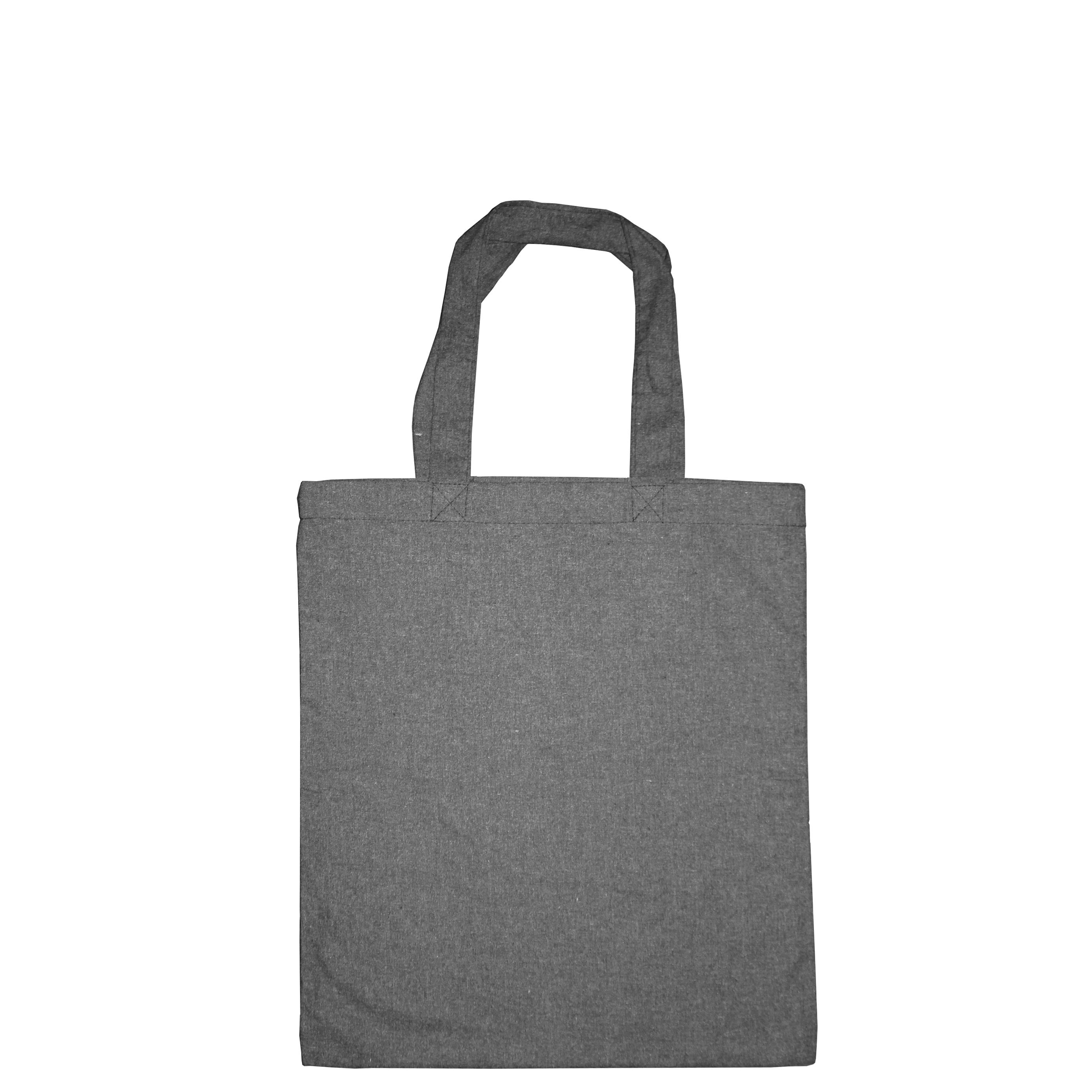 Baumwolltasche ´Recycelt´ schwarz ´meliert´, 2 kurze Henkel