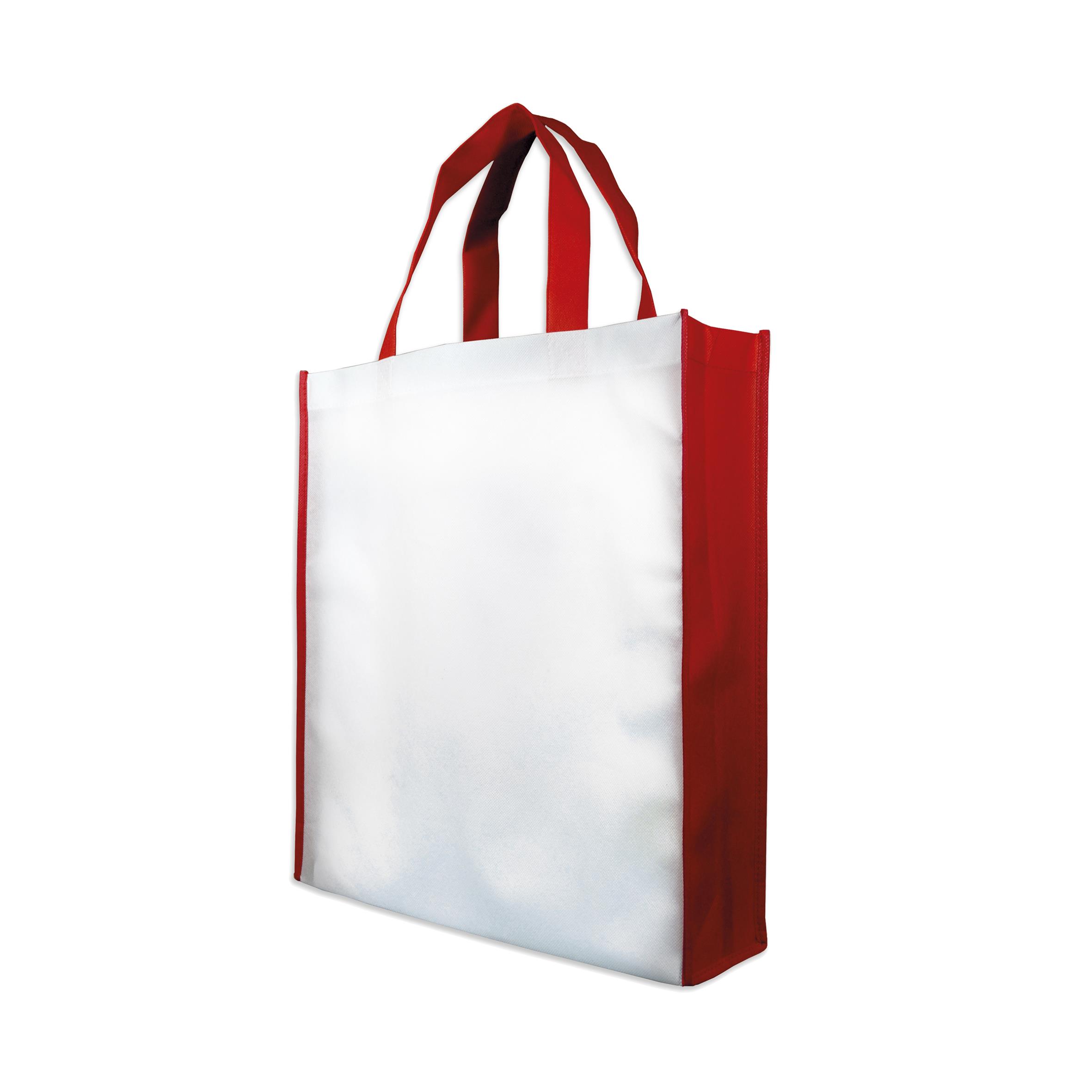 Shopperbag weiß/rot, 2 kurze Henkel