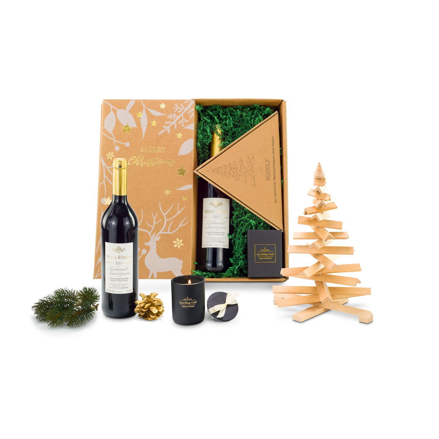 Geschenkset / Präsenteset: Wein-Nachts-Baum