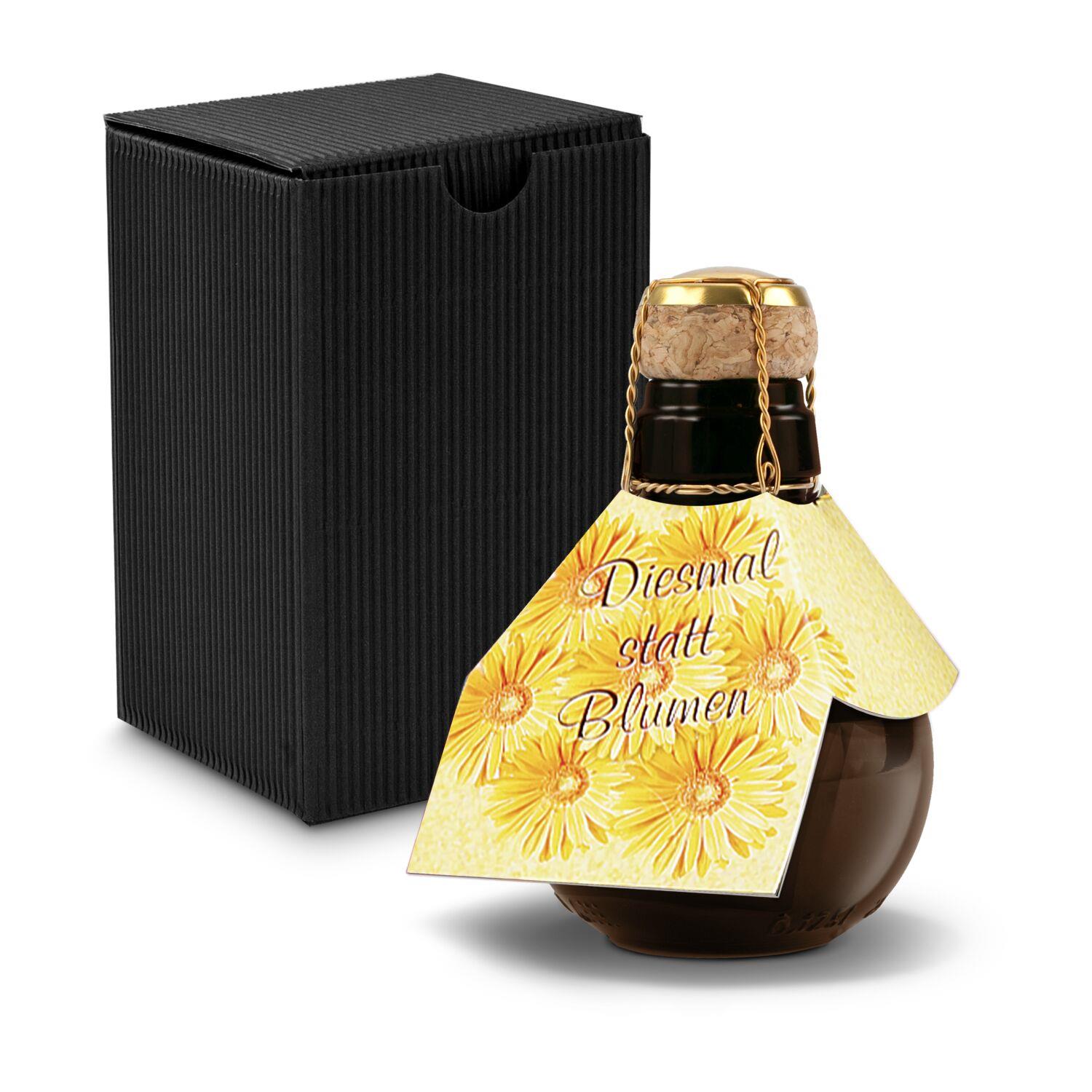 Origineller Sekt Diesmal statt Blumen - Karton Schwarz, 125 ml