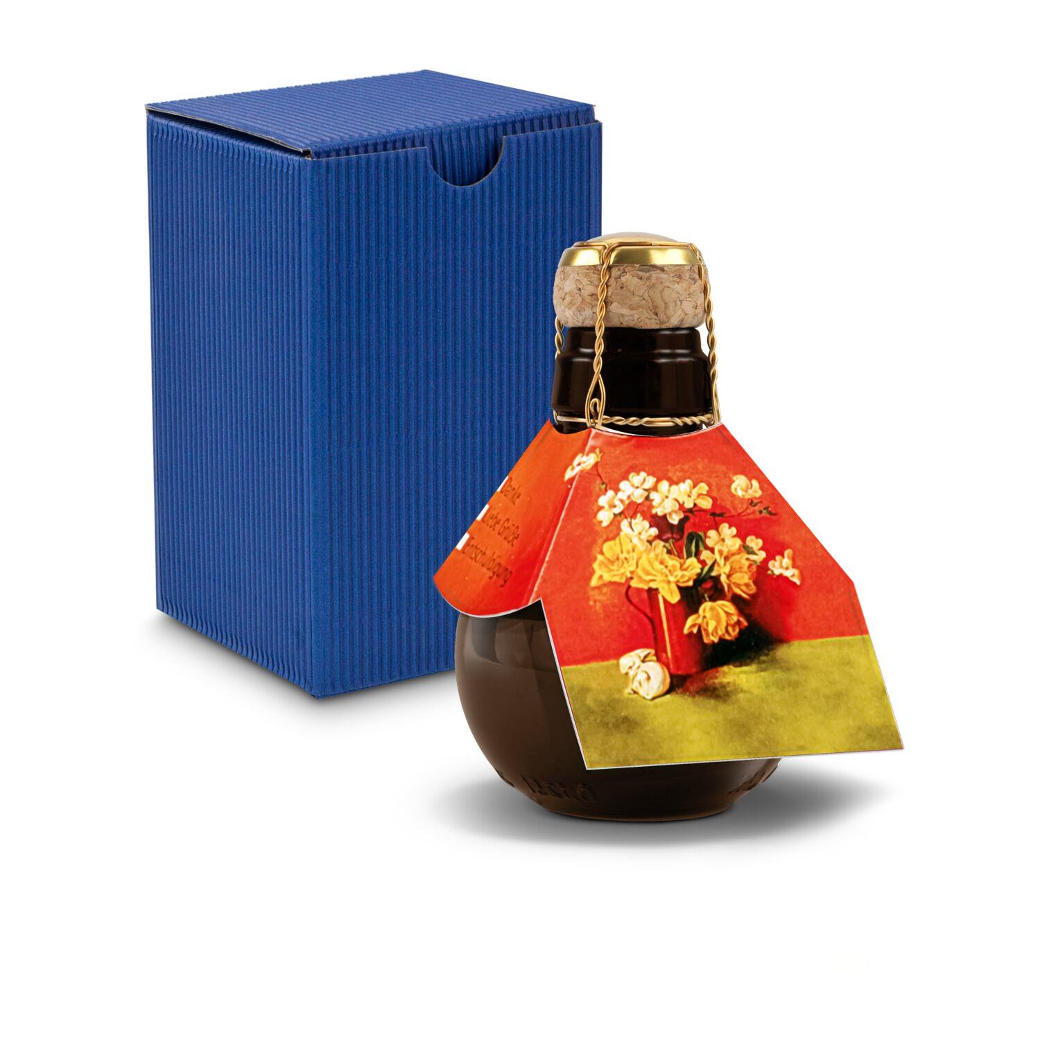 Origineller Sekt Blumengesteck - Karton Blau, 125 ml