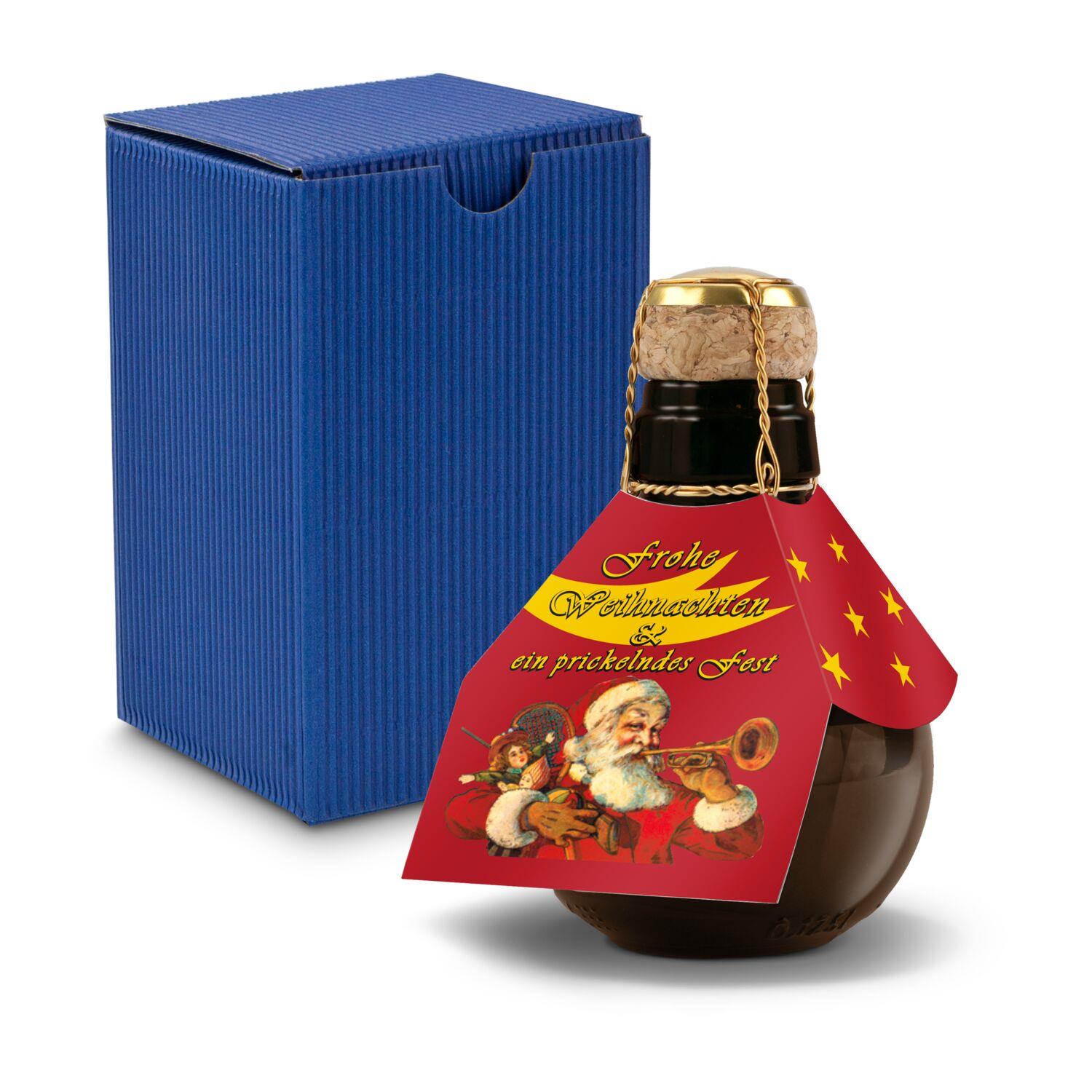 Origineller Sekt Weihnachtsgruß - Karton Blau, 125 ml