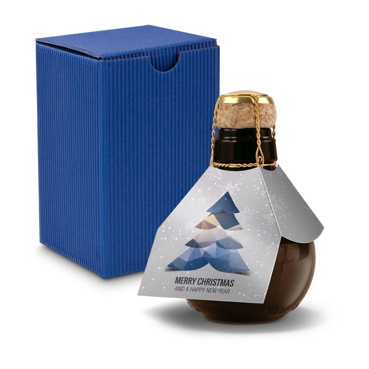 Origineller Sekt Merry Christmas - Karton Blau, 125 ml