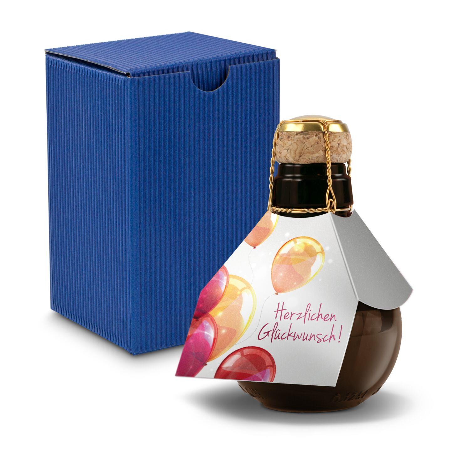 Origineller Sekt Herzlichen Glückwunsch - Karton Blau, 125 ml