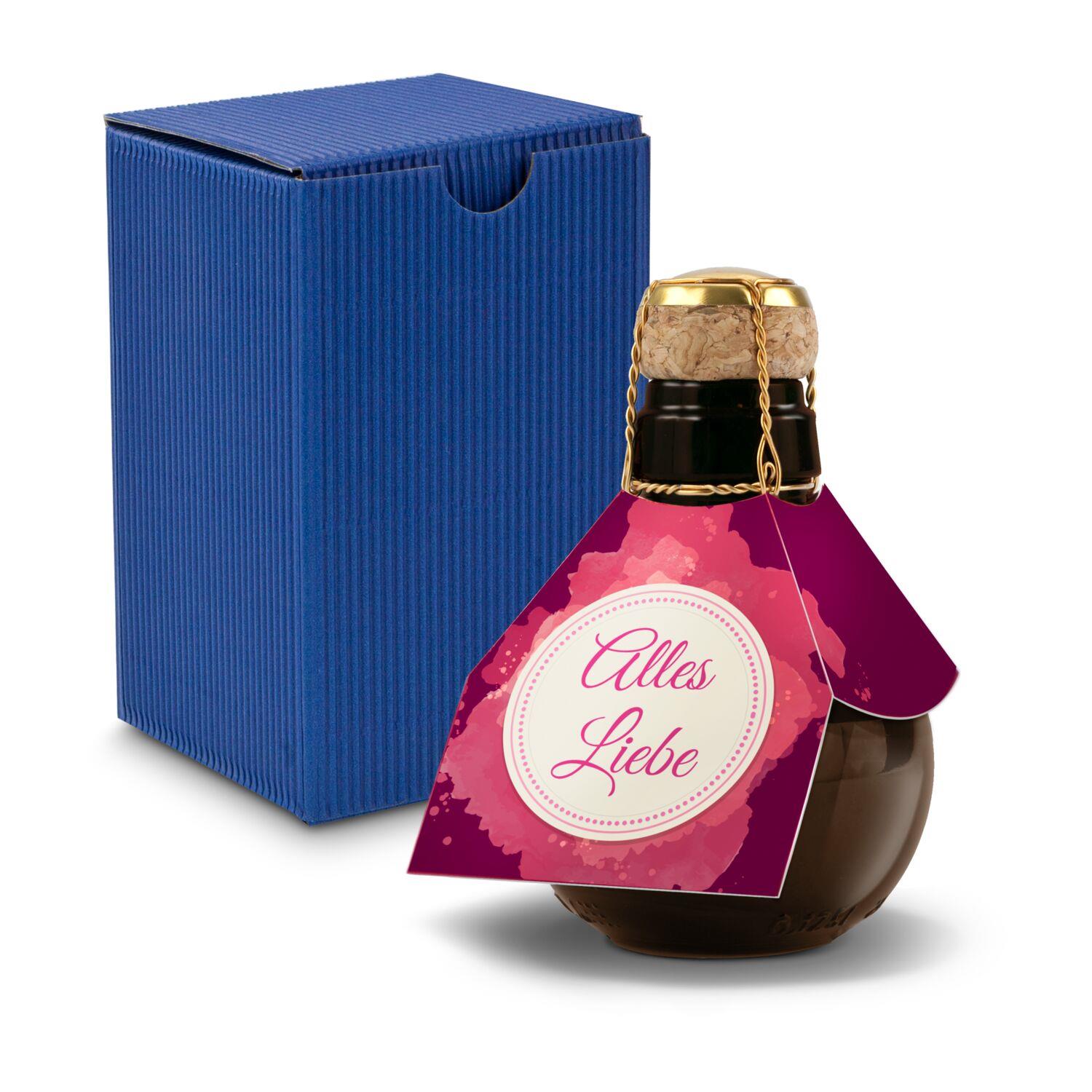 Origineller Sekt Alles Liebe - Karton Blau, 125 ml