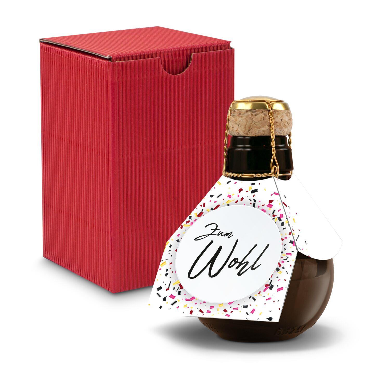 Origineller Sekt Zum Wohl- Karton Rot, 125 ml