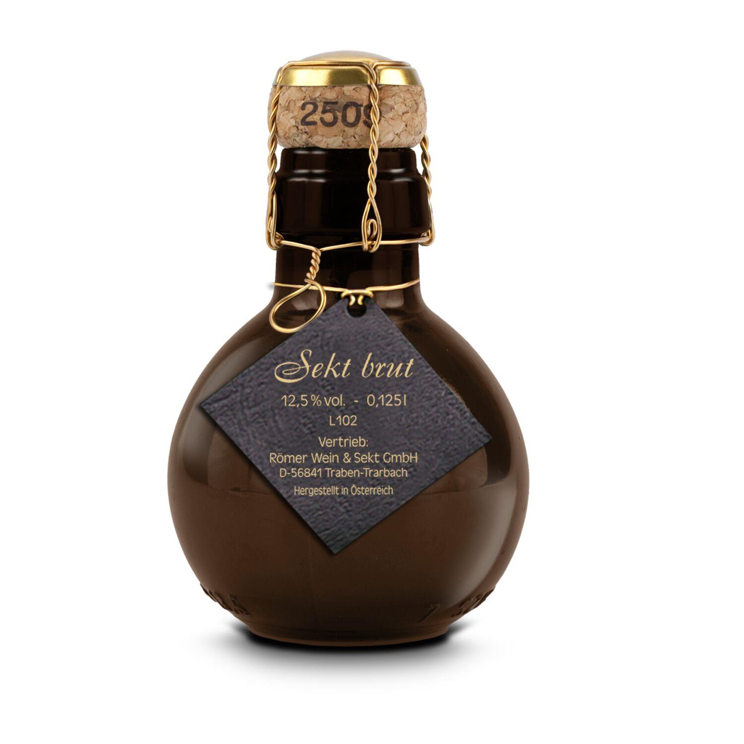 Kleinste Sektflasche der Welt Anhänger in schwarz, 125 ml