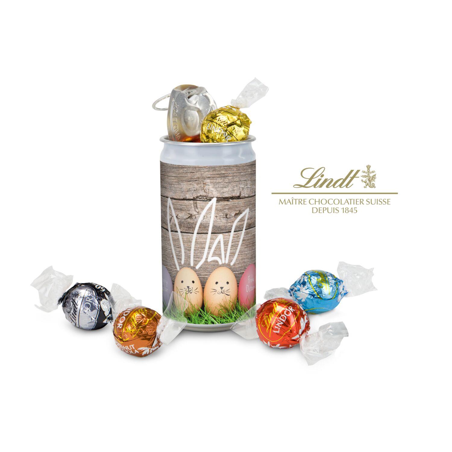 Geschenkartikel / Präsentartikel: Lindt-Geheimnis Ostern - Etikett Frohe Ostern - EierHasen