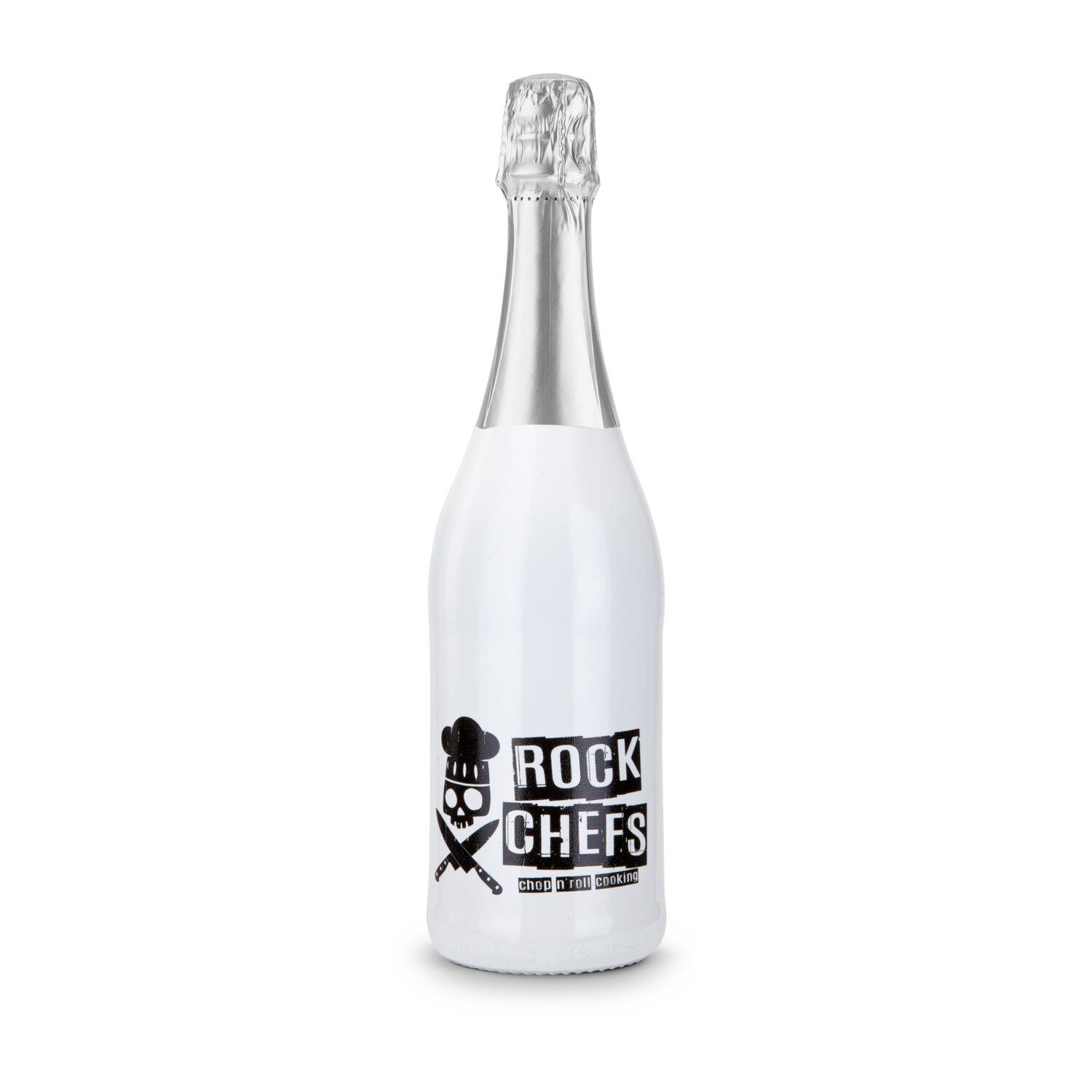Sekt Cuvée - Flasche weiß-lackiert - Kapsel silber, 0,75 l