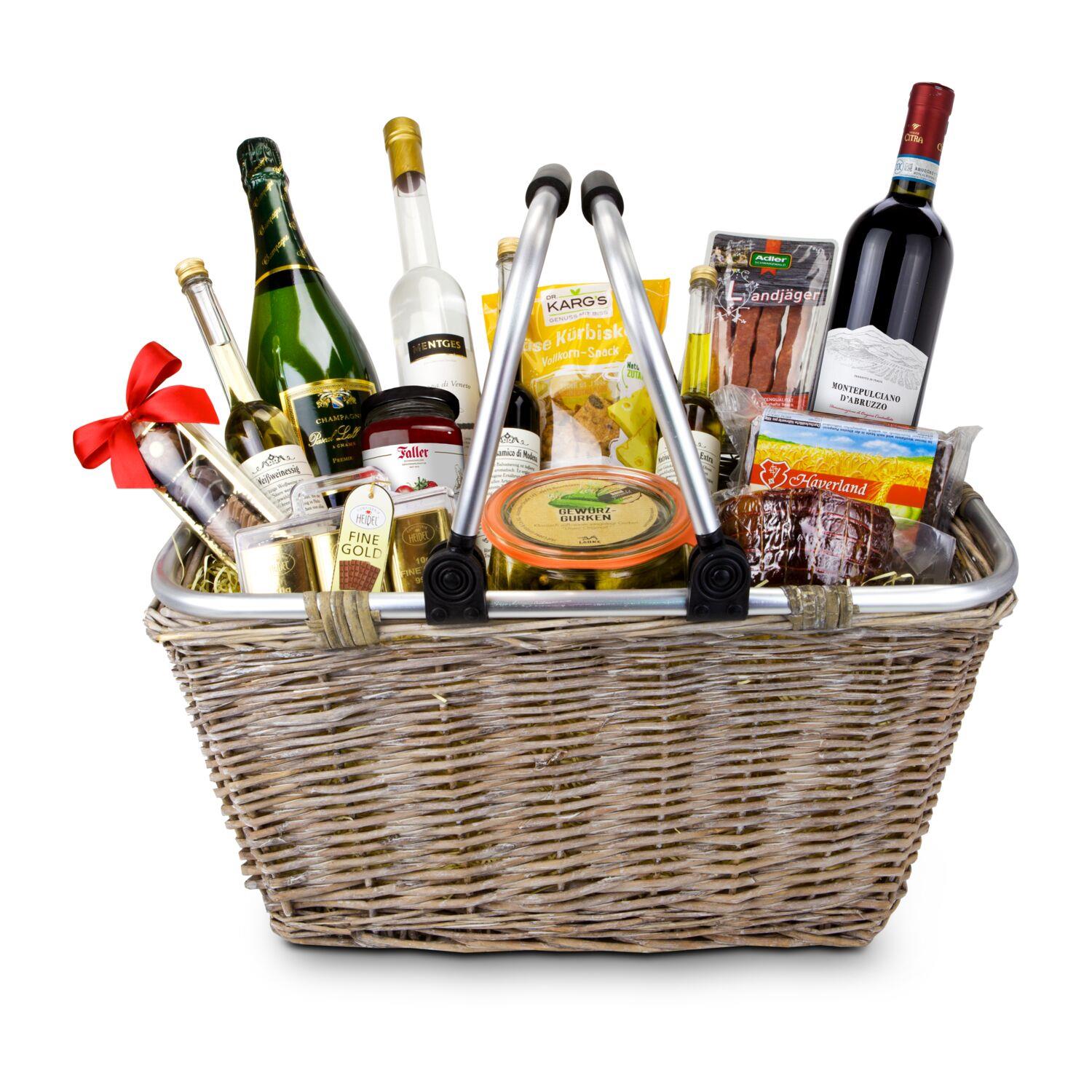 Geschenkset / Präsenteset: Geschenkkorb XXL - Einkaufskorb mit 14 leckeren Produkten
