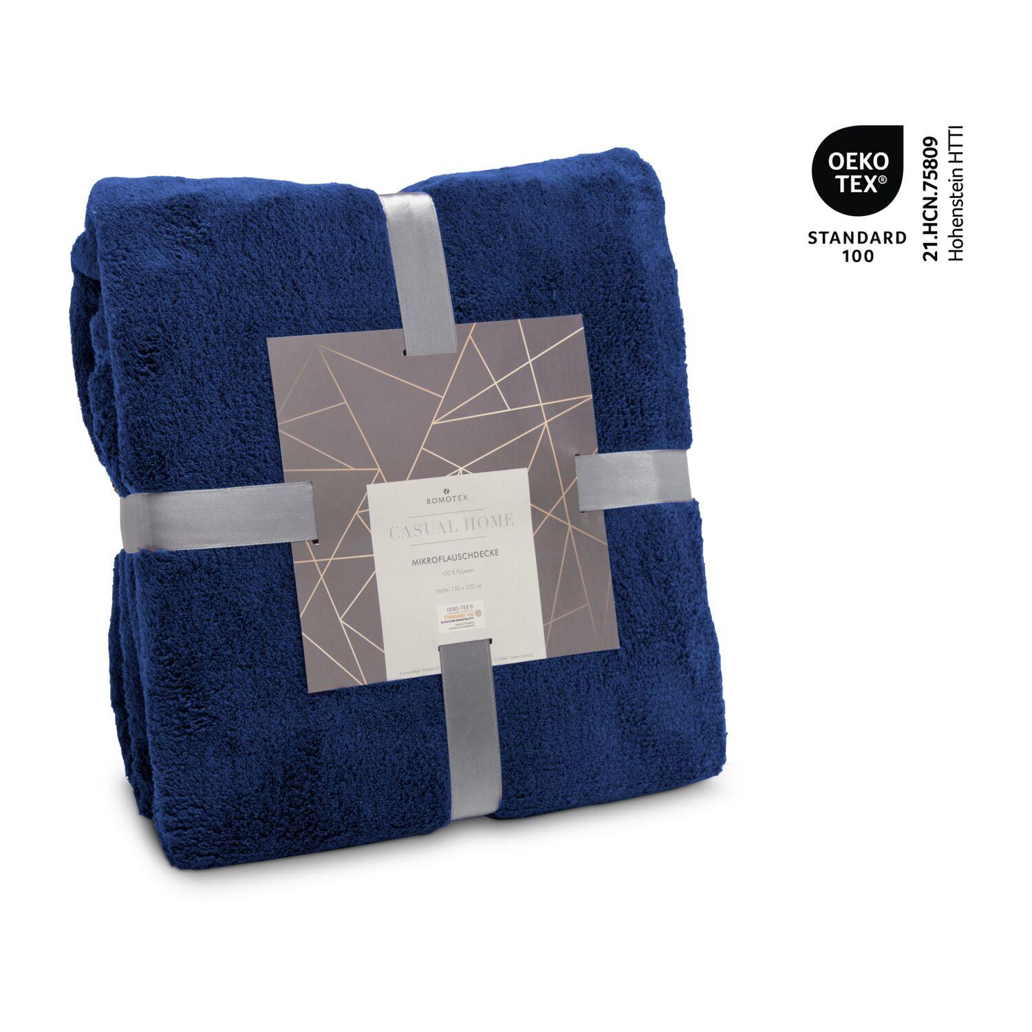 Mikroflauschdecke navy - 150 x 200 cm, 250 g/m²
