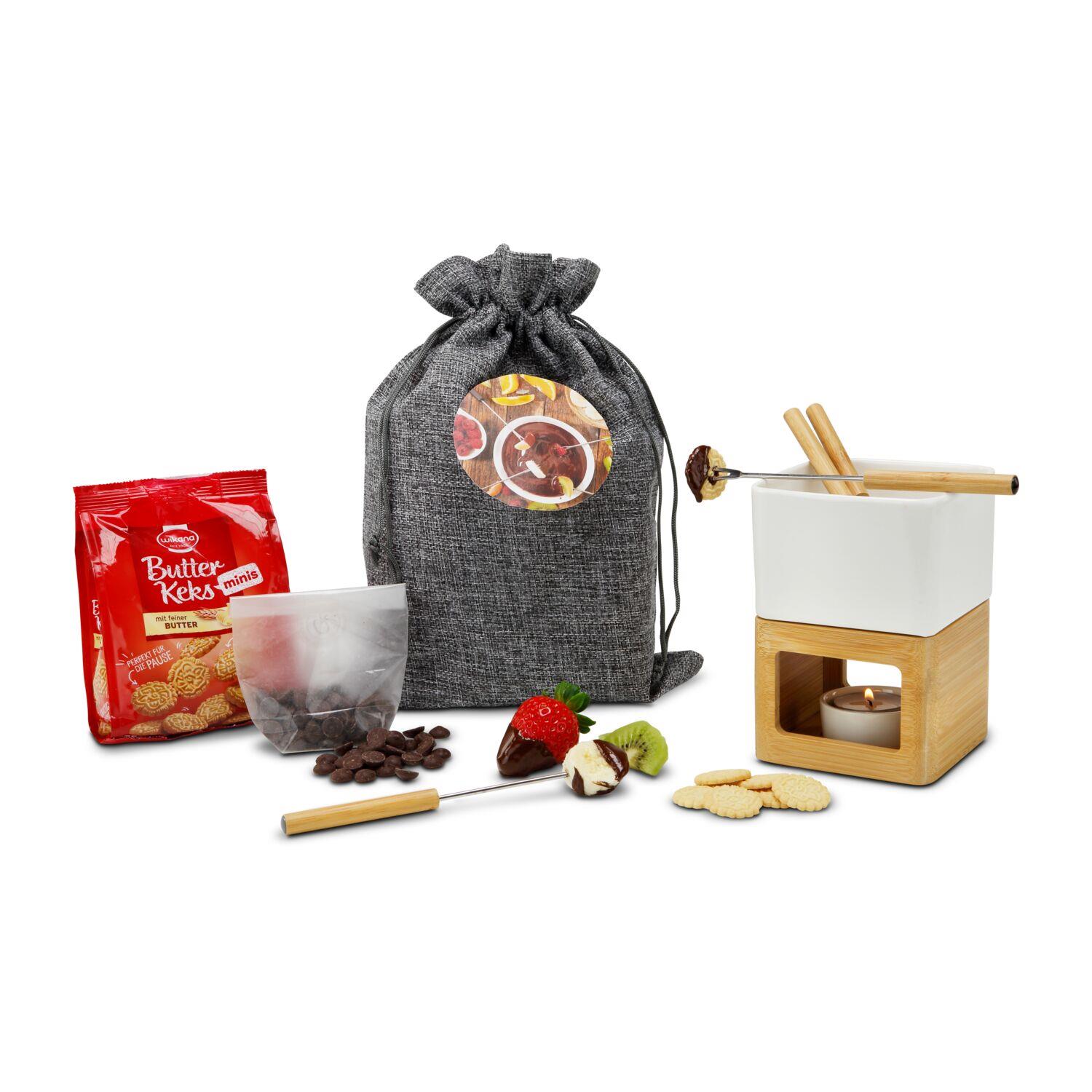 Geschenkset / Präsenteset: Schokofondue im Beutel