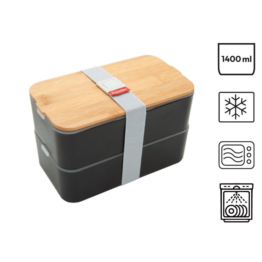 Bento  Mihara , schwarz, mit Bambusdeckel