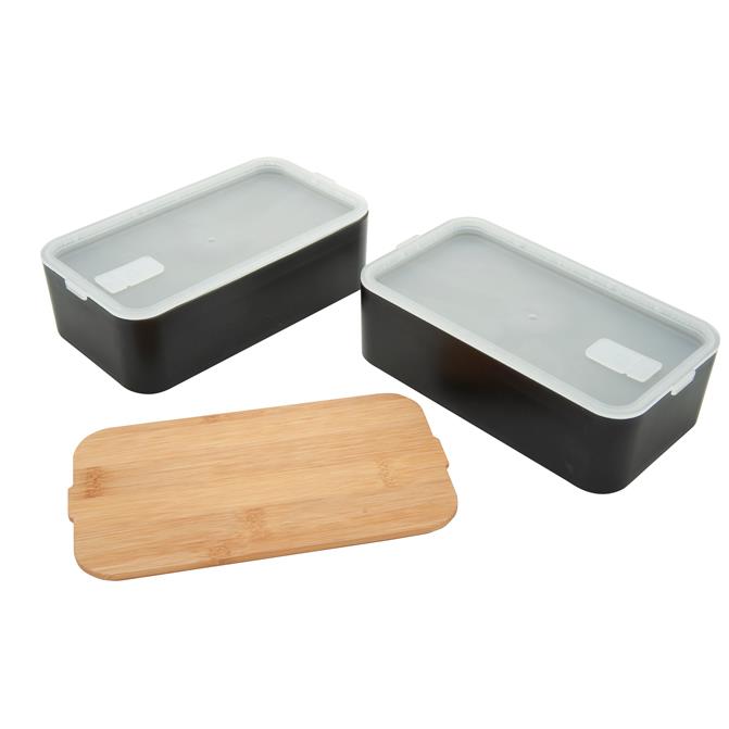 Bento  Mihara , schwarz, mit Bambusdeckel