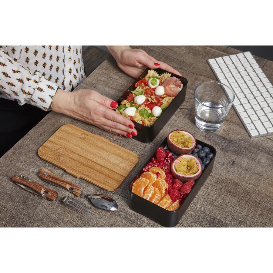 Bento  Mihara , schwarz, mit Bambusdeckel