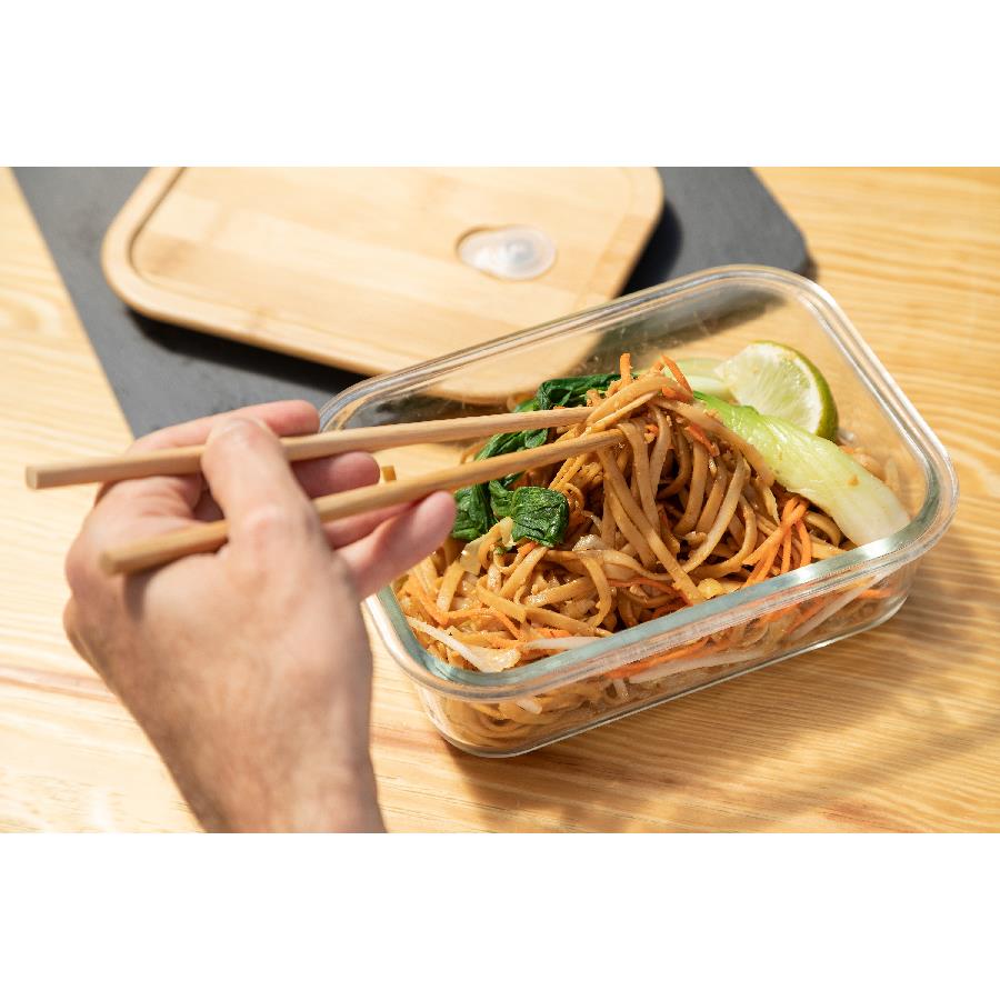 Glasbento  Iwaki , mit Bambusdeckel