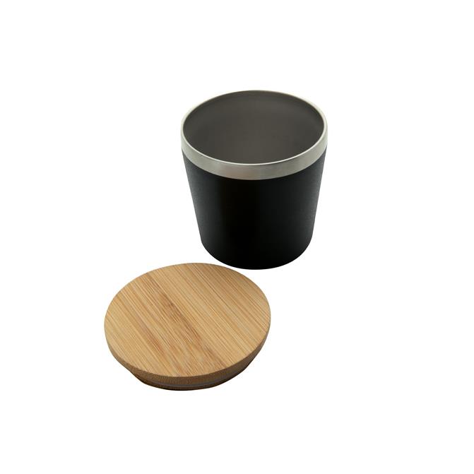 Doppelwandiger Edelstahlbecher  Nagano  mit Bambusdeckel (M)