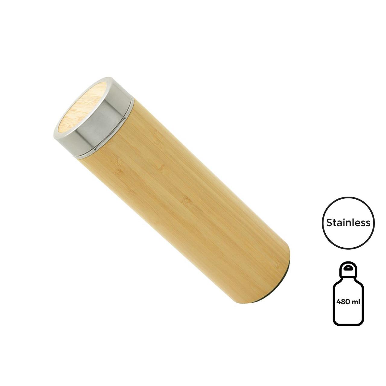 Doppelwandige Flasche  Onsen , Bambus, mit Teesieb, 480ml