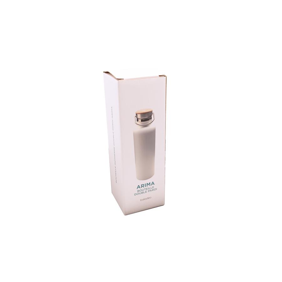 Doppelwandige Flasche  Arima , weiß, Bambusdeckel, 750ml