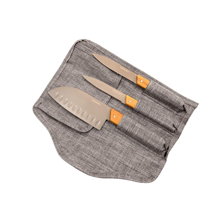 Set mit 3 Küchenmessern  Stavanger , Olivenholz