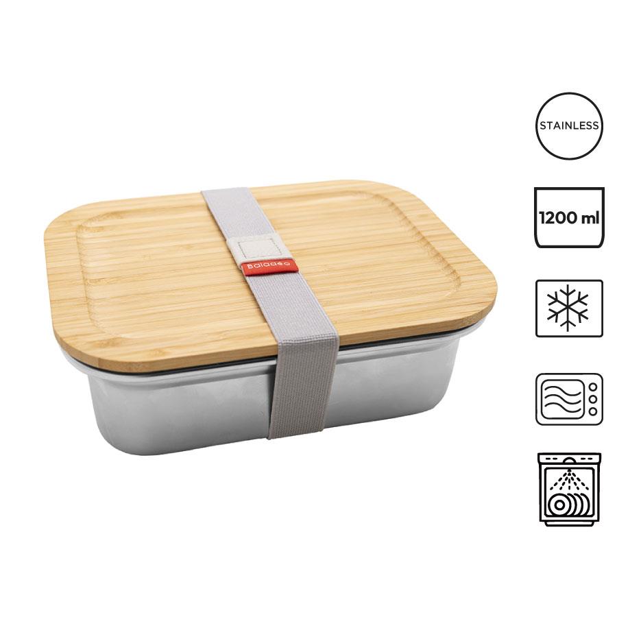 Bento   Osaka  , Mikrowellengeeignetes Edelstahl, mit Bambusdeckel