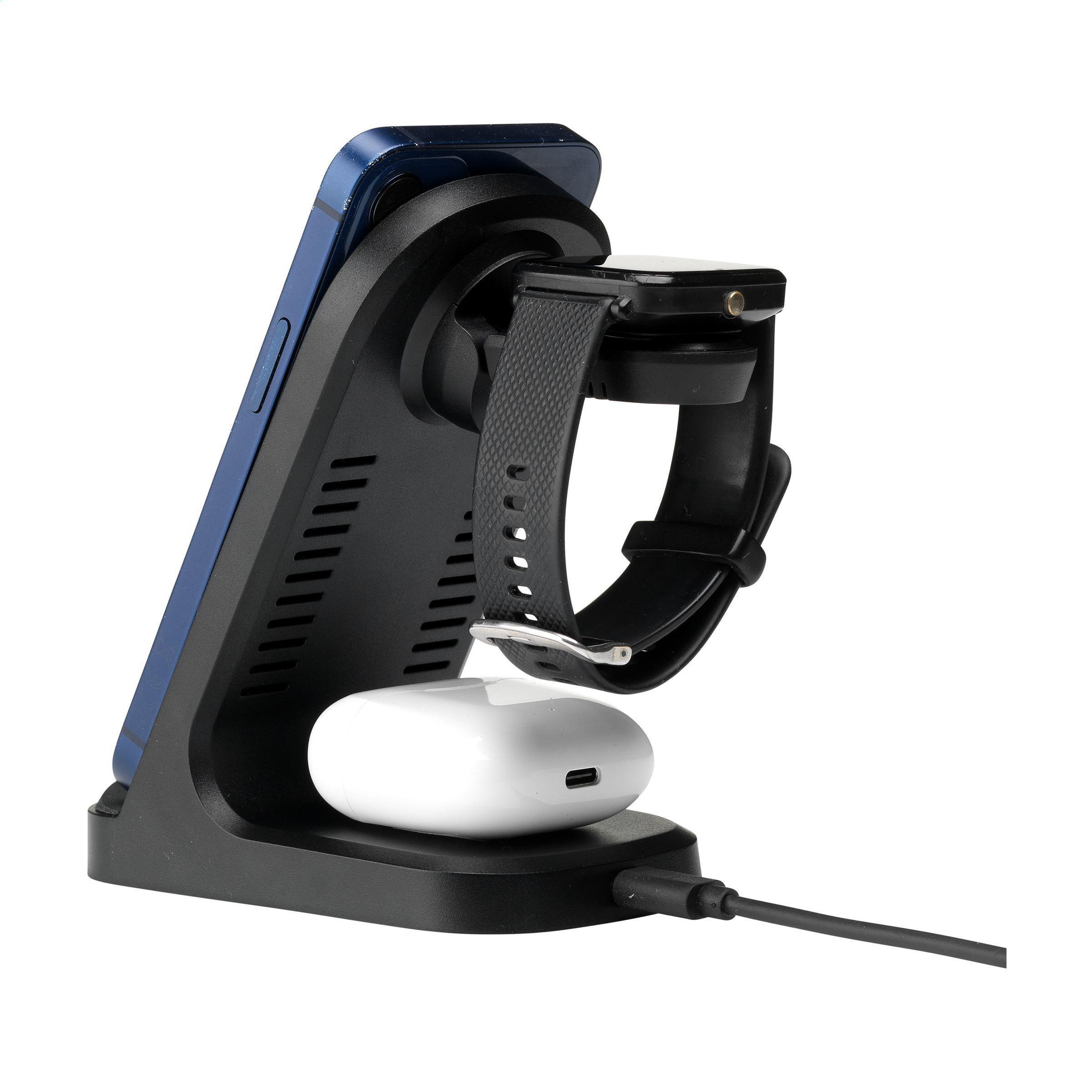 Triple-Up RCS Recycled ABS Wireless Charger Stand