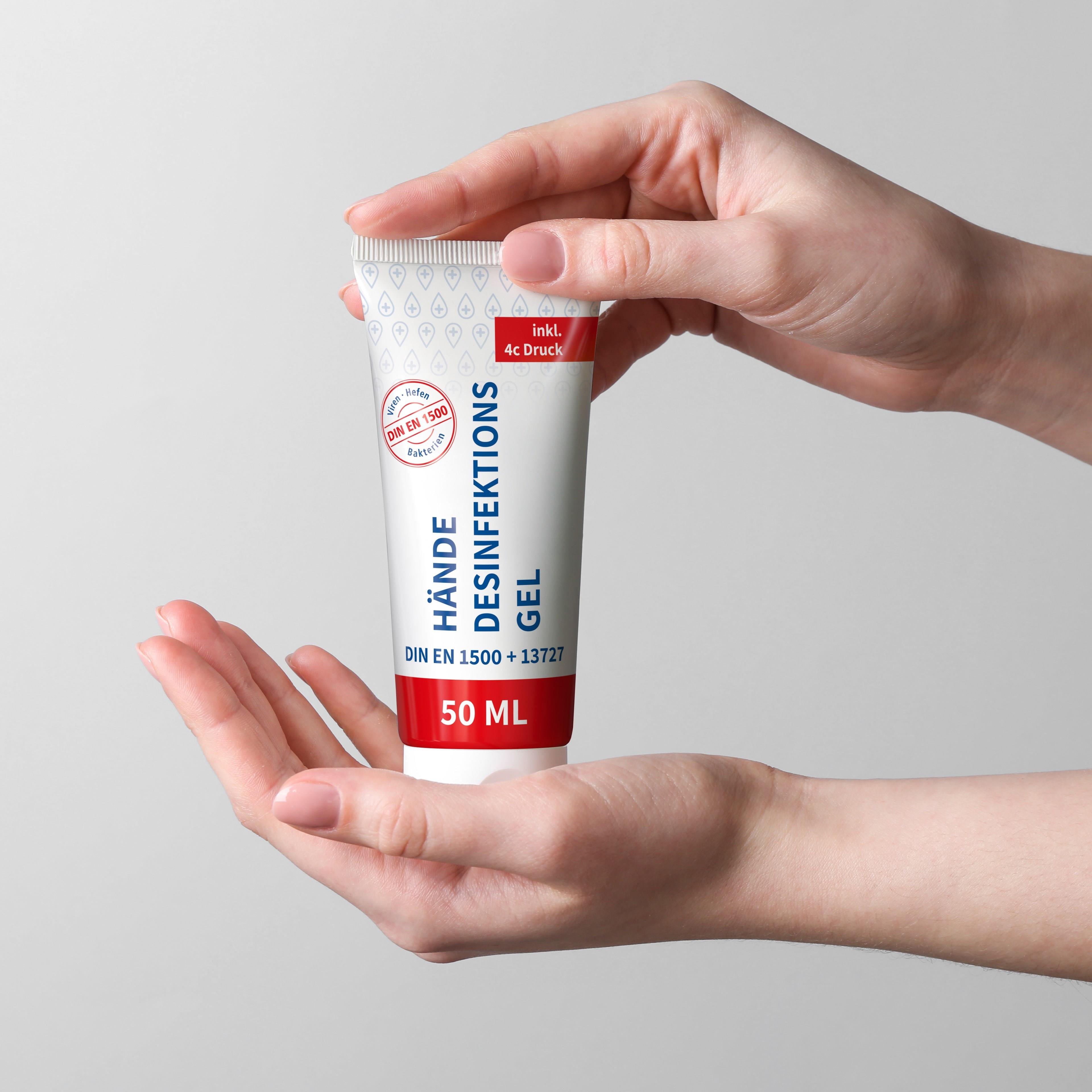 50 ml Tube - Hände-Desinfektionsgel (DIN EN 1500) - FullbodyPrint