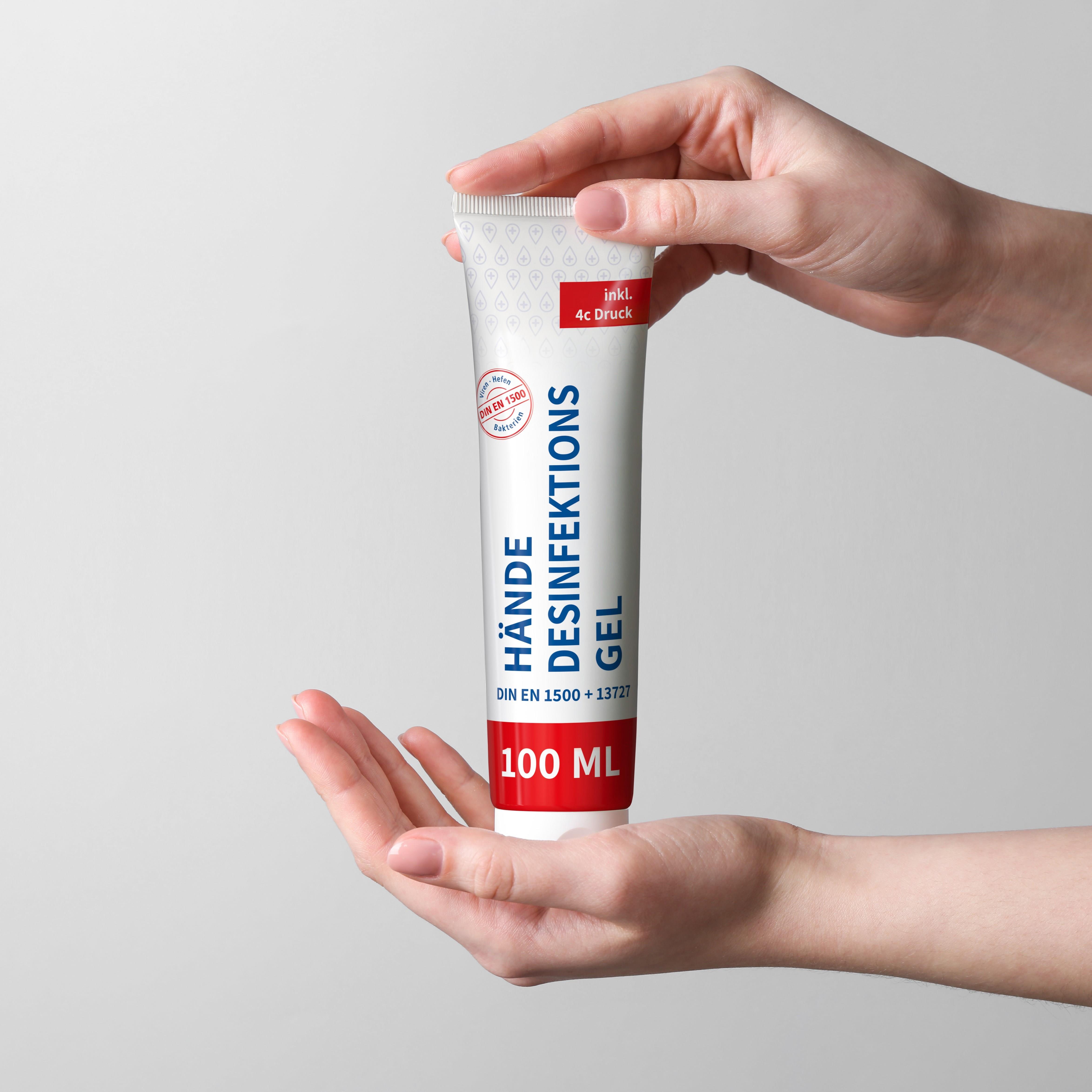 100 ml Tube - Hände-Desinfektionsgel (DIN EN 1500) - FullbodyPrint