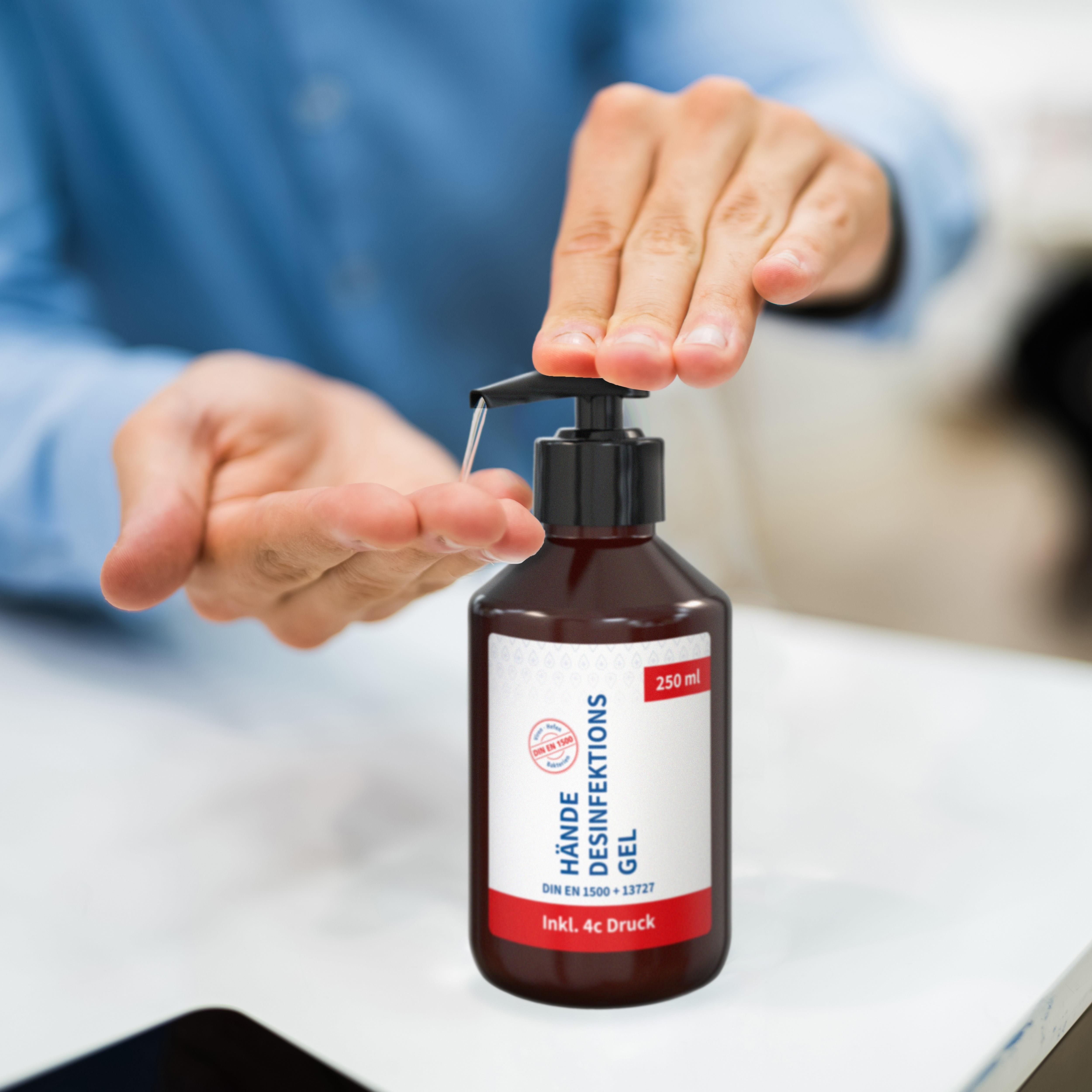 250 ml Spender - Hände-Desinfektionsgel (DIN EN 1500) - Body Label