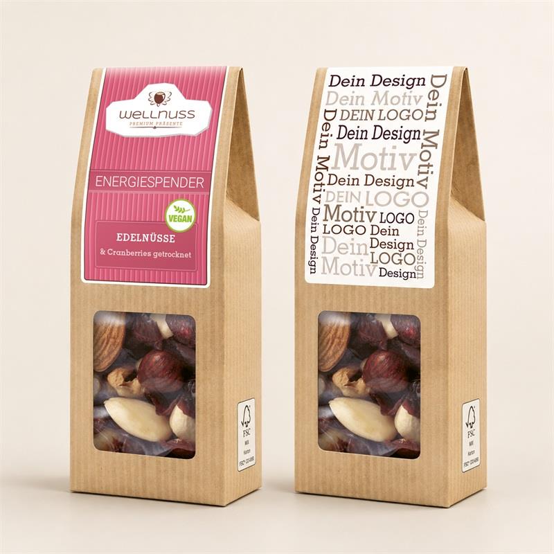 Faltschachtel - Energiespender - Cranberries  & Edelnüsse