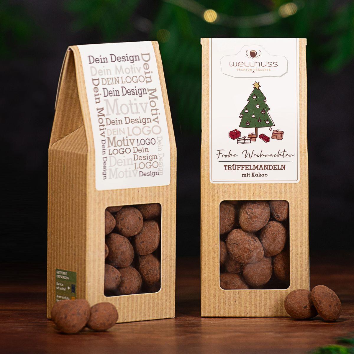Weihnachts-Edition - Faltschachtel - Trüffelmandeln mit Kakao