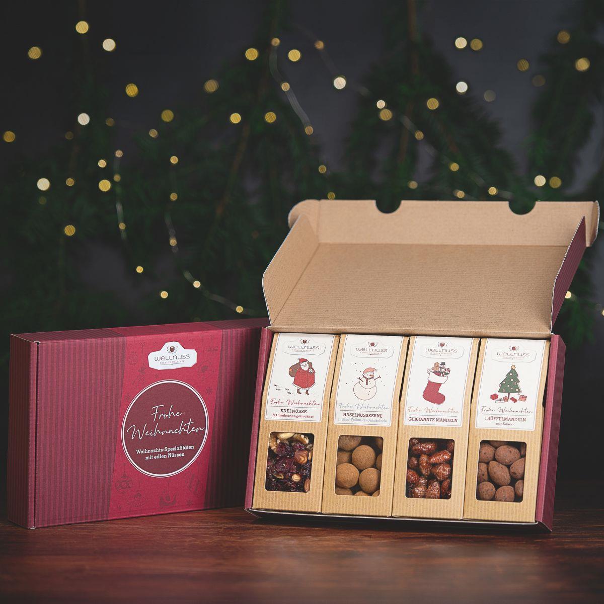 Geschenkkarton mit 4 Premium Snacks - Weihnachts-Edition