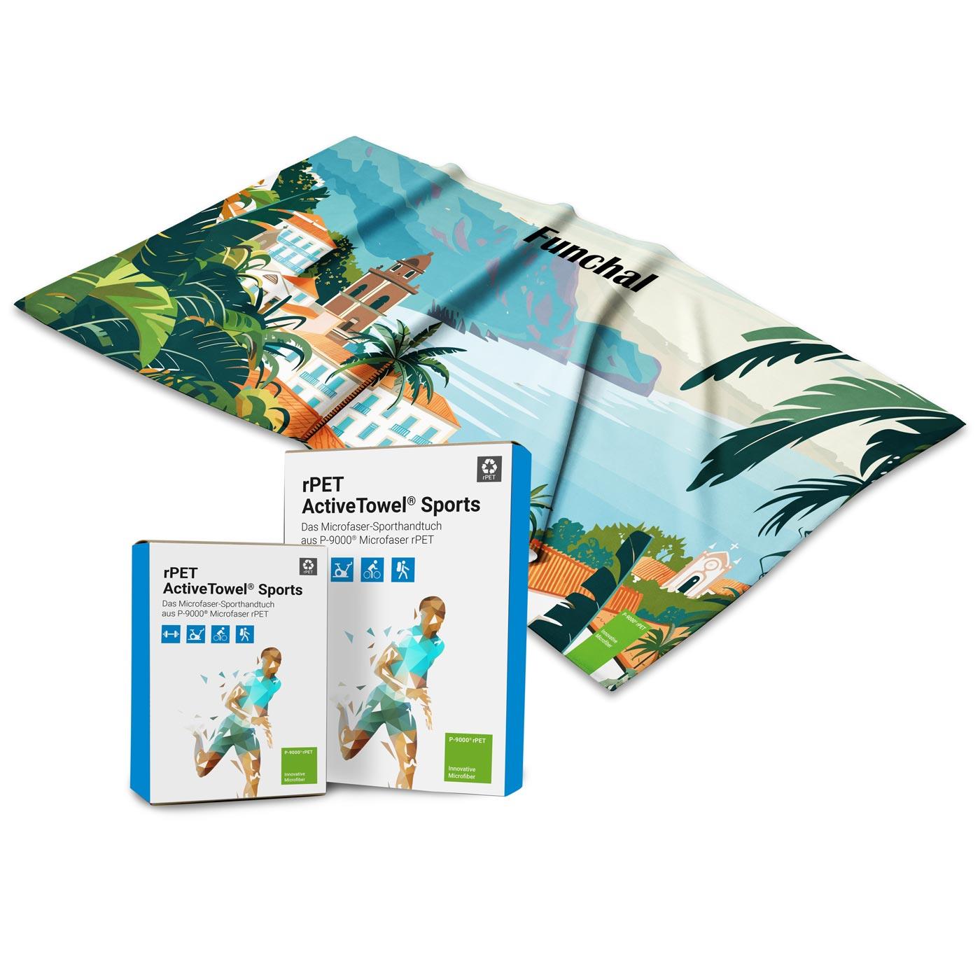 rPET ActiveTowel® Sports 80x40 cm in Faltschachtel, All-Inklusive-Paket
