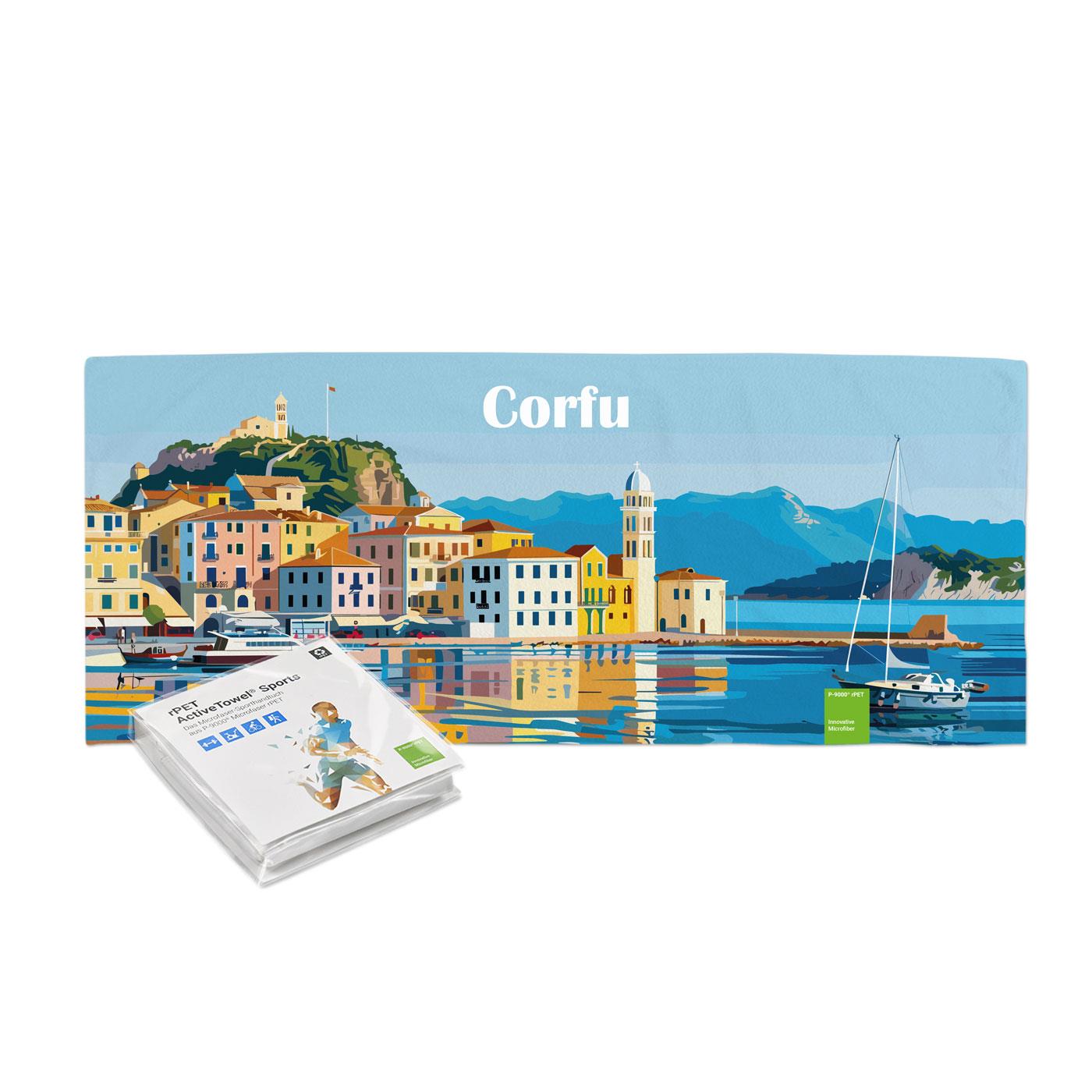 rPET ActiveTowel® Sports 100x40 cm im Polybeutel mit Klappkarte, All-Inklusive-Paket