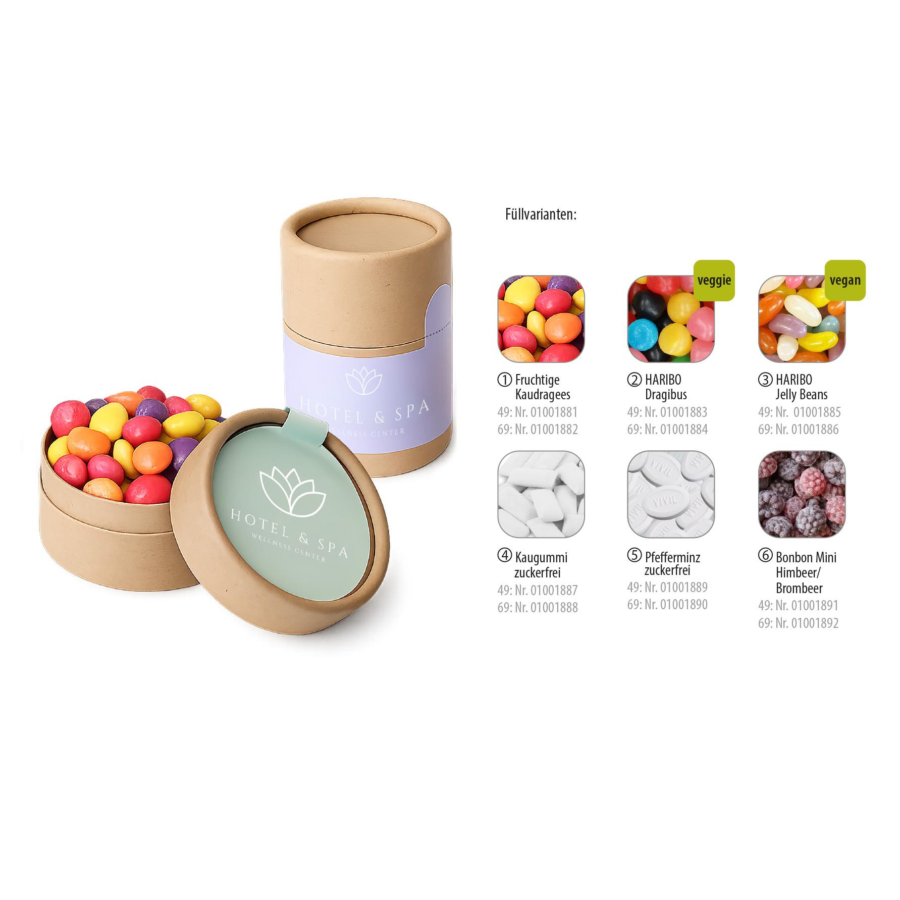 PaperTube 69,   45 g, Inhalt: Bonbon Mini Himbeer/Brombeer