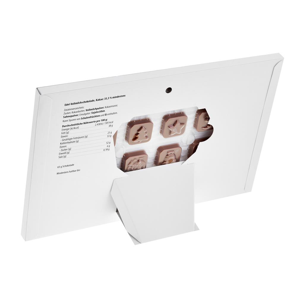 Tisch Adventskalender individuell bedruckt,   60 g, Inhalt: Callebaut Vollmilch Schokolade Kalender