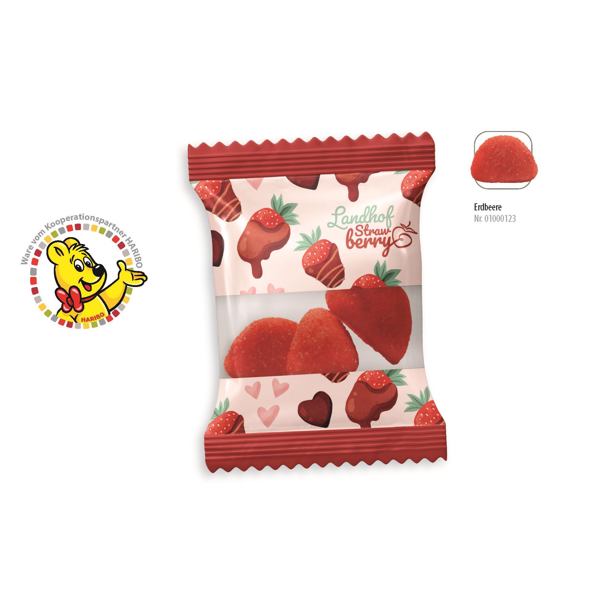 HARIBO Primavera Erdbeeren Werbetüte,   3 Stück, Inhalt: HARIBO Primavera Erdbeere rot