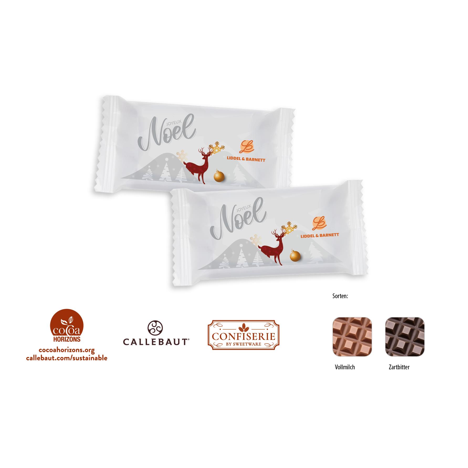 Schokolade 10 g Täfelchen,   1 Stück, Inhalt: Callebaut Vollmilch